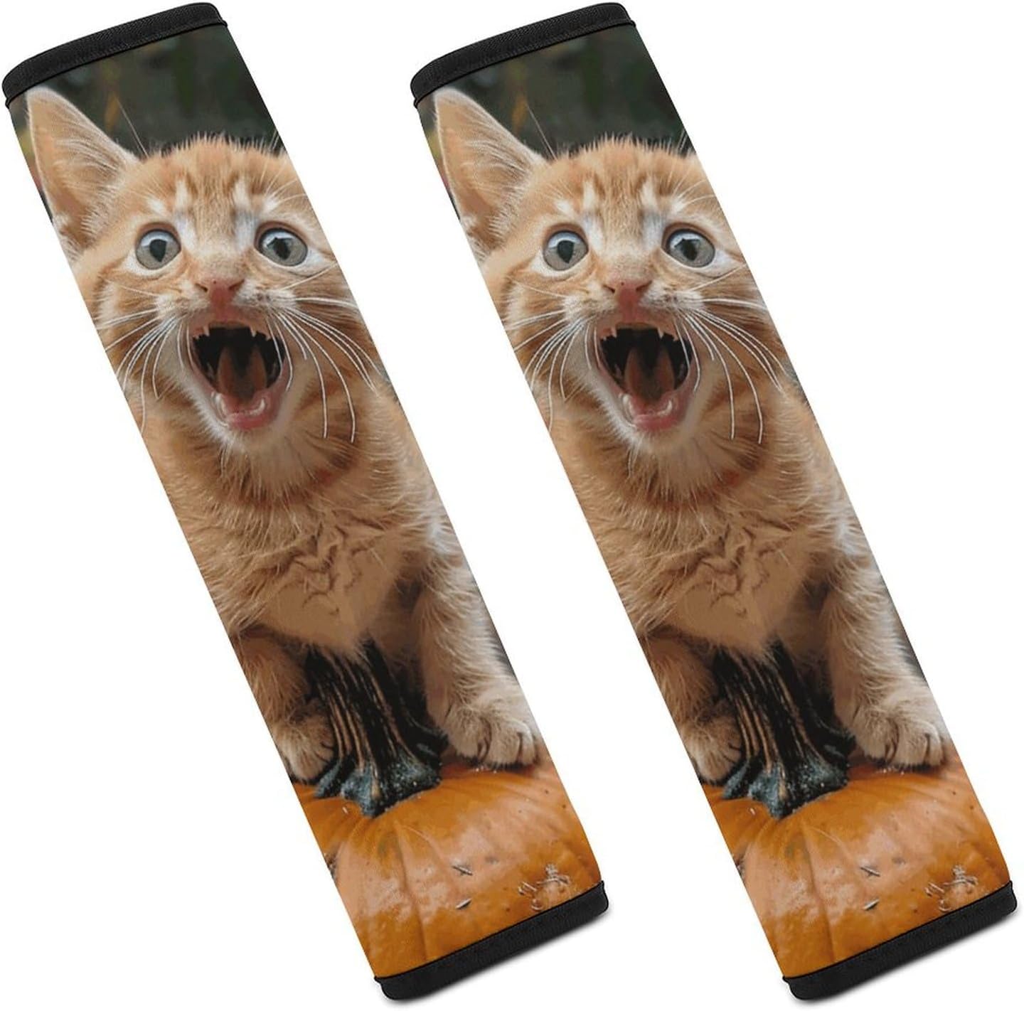 2 PCS Super Soft Car Seat Belt Pad, Cute Happy Little Cat Printed Waterproof Sweat-Absorbing Seat Belt Covers Backpack Shoulder Pad for All Car Seats Baby Strollers