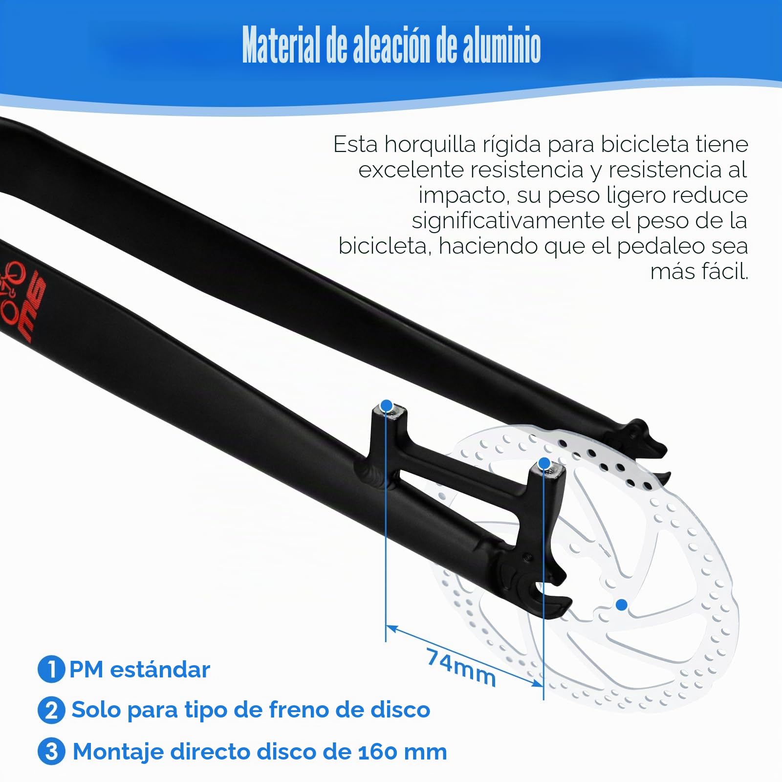 Horquilla MTB de Freno de Disco rígido de aleación de Aluminio de 1-1/8 "26/27. 5/29", Horquillas Delanteras de Bicicleta de montaña superligeras de Tubo Recto sin Rosca de 28,6mm
