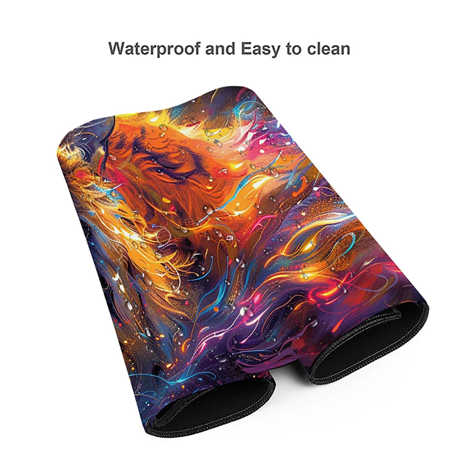 Tigre Alfombrilla Ratón Gaming XXL 1500x800x3mm, Alfombrilla Gaming Amarillo Mousepad con Base de Goma Antideslizante, Impermeable Desk Mat para Teclado y Raton, Accesorios Gaming, Regalos 9-X