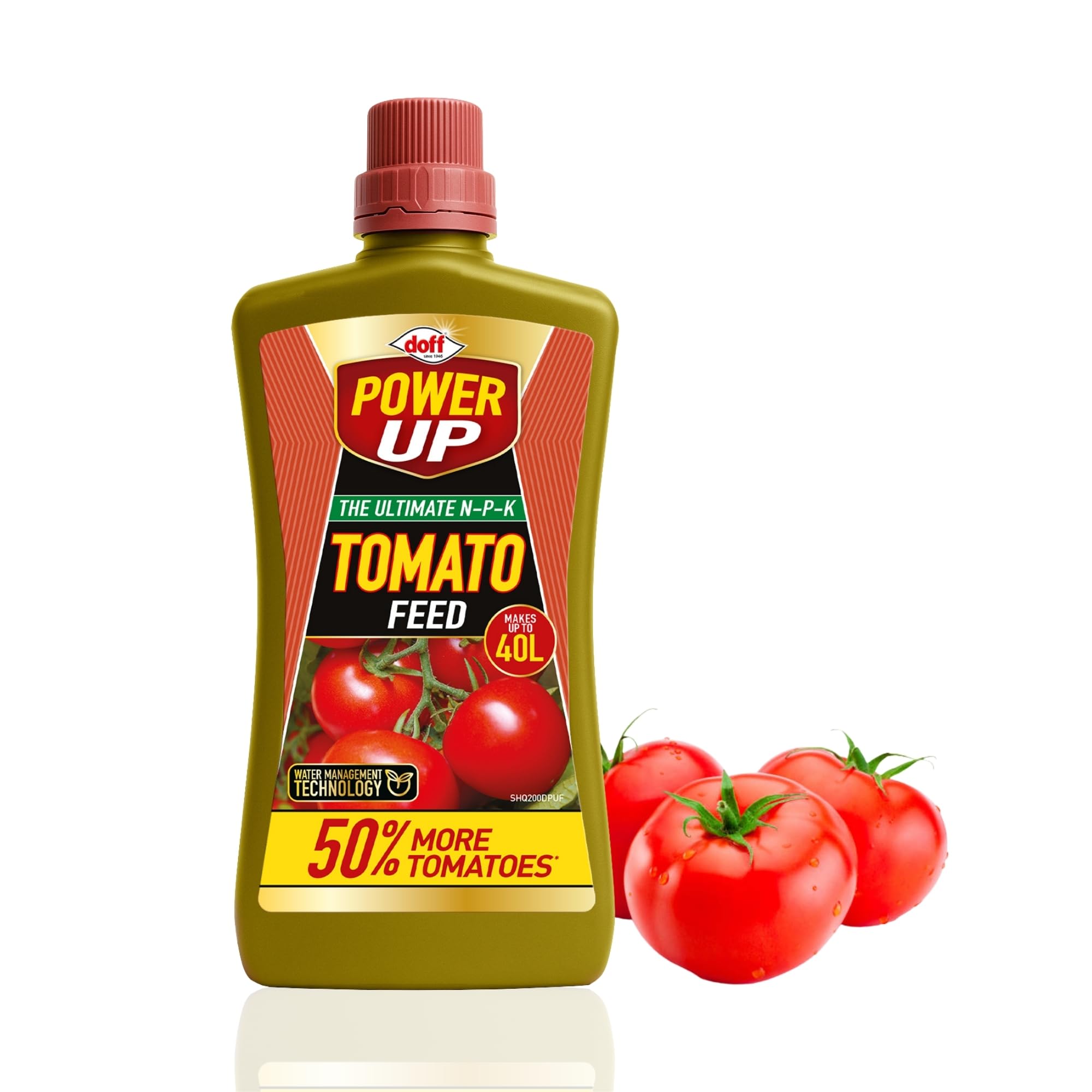 Doff Power Up Tomato Feed – Concentrated Liquid Plant Food – Ultimate NPK Formula with Water Management Technology - Boosts Growth & Yield (200 ml), Proven To Grow Up To 50% More Tomatoes