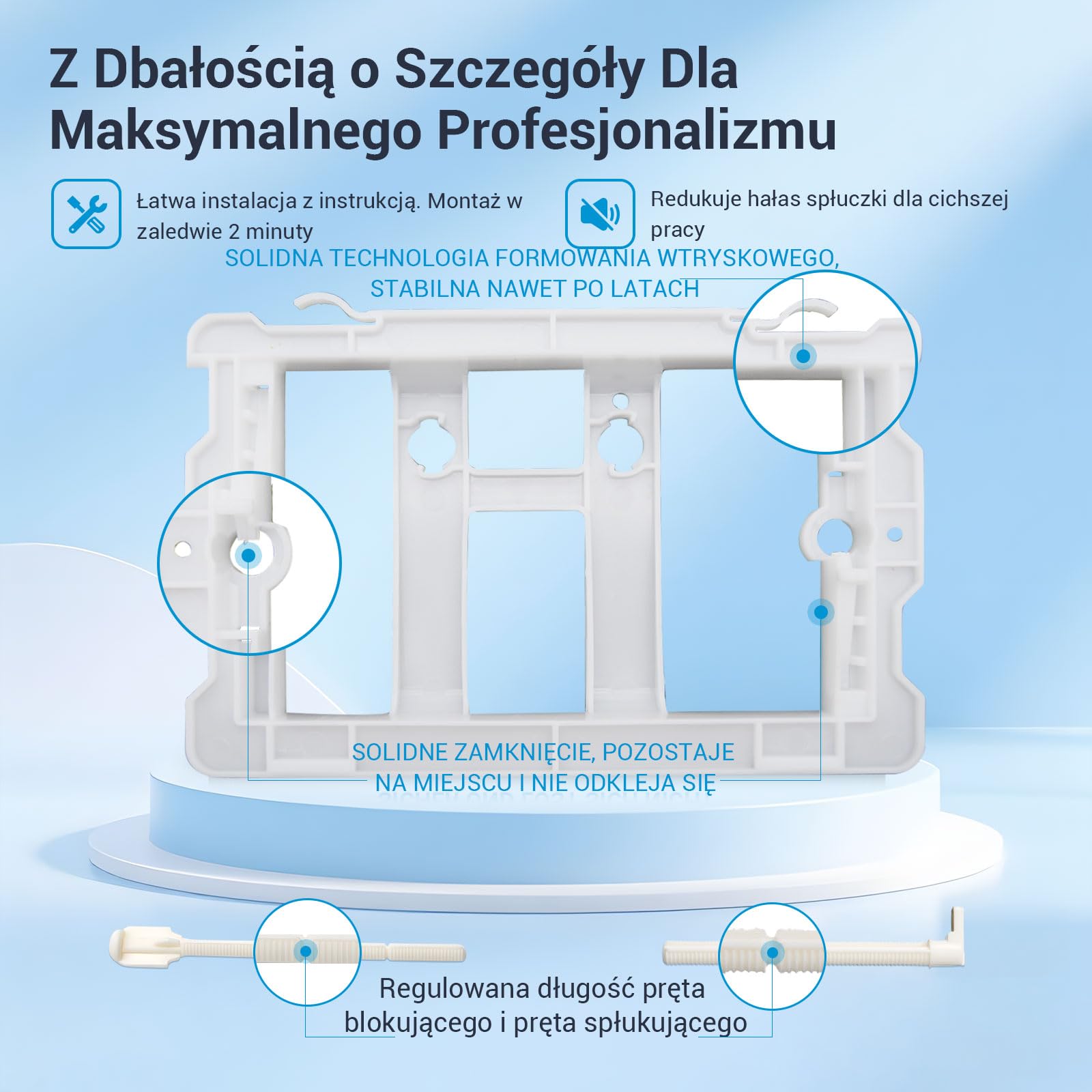 WC Przyciskowa płyta, kompatybilna z seriami Geberit Sigma, UP300 i UP320, z podwójnym spuszczaniem, wyposażona w zestaw klapy spuszczającej i ramę montażową