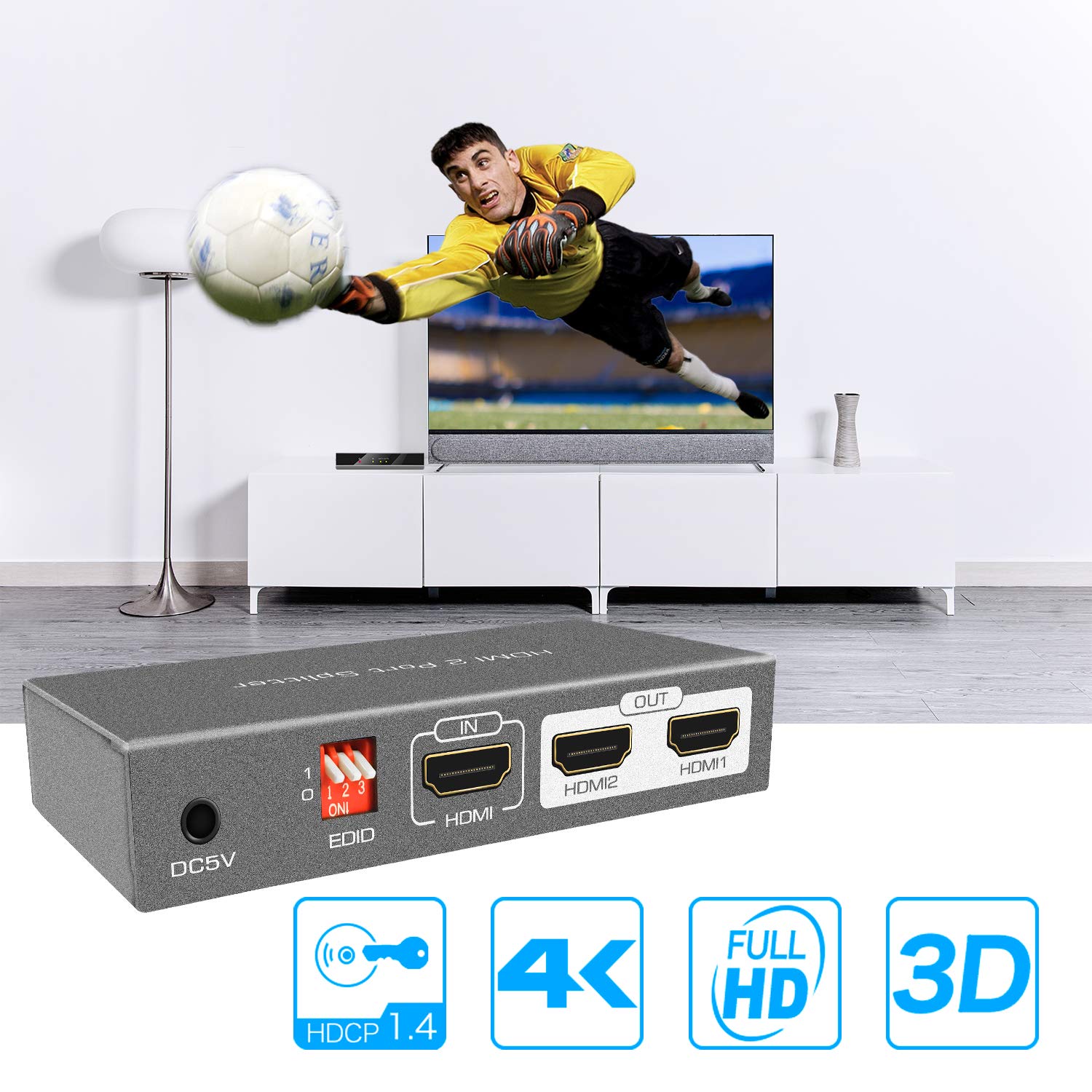 Répartiteur HDMI 1 En 4 Sorties, 4K, Compatible Avec Xbox PS3/4, Roku, Lecteur Blu-Ray HDTV