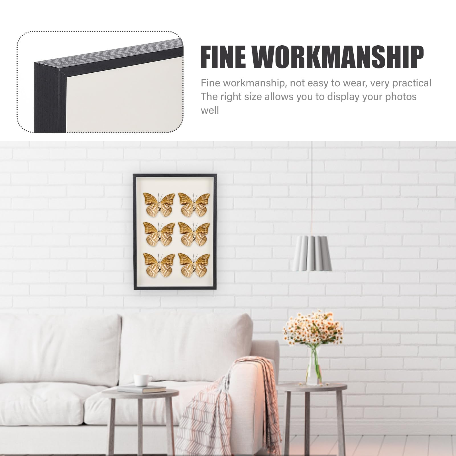 Marco de Madera Foto Simple Soporte de Escritorio y Pared Diseño Plano Estable para Fotos Negro de Profundidad