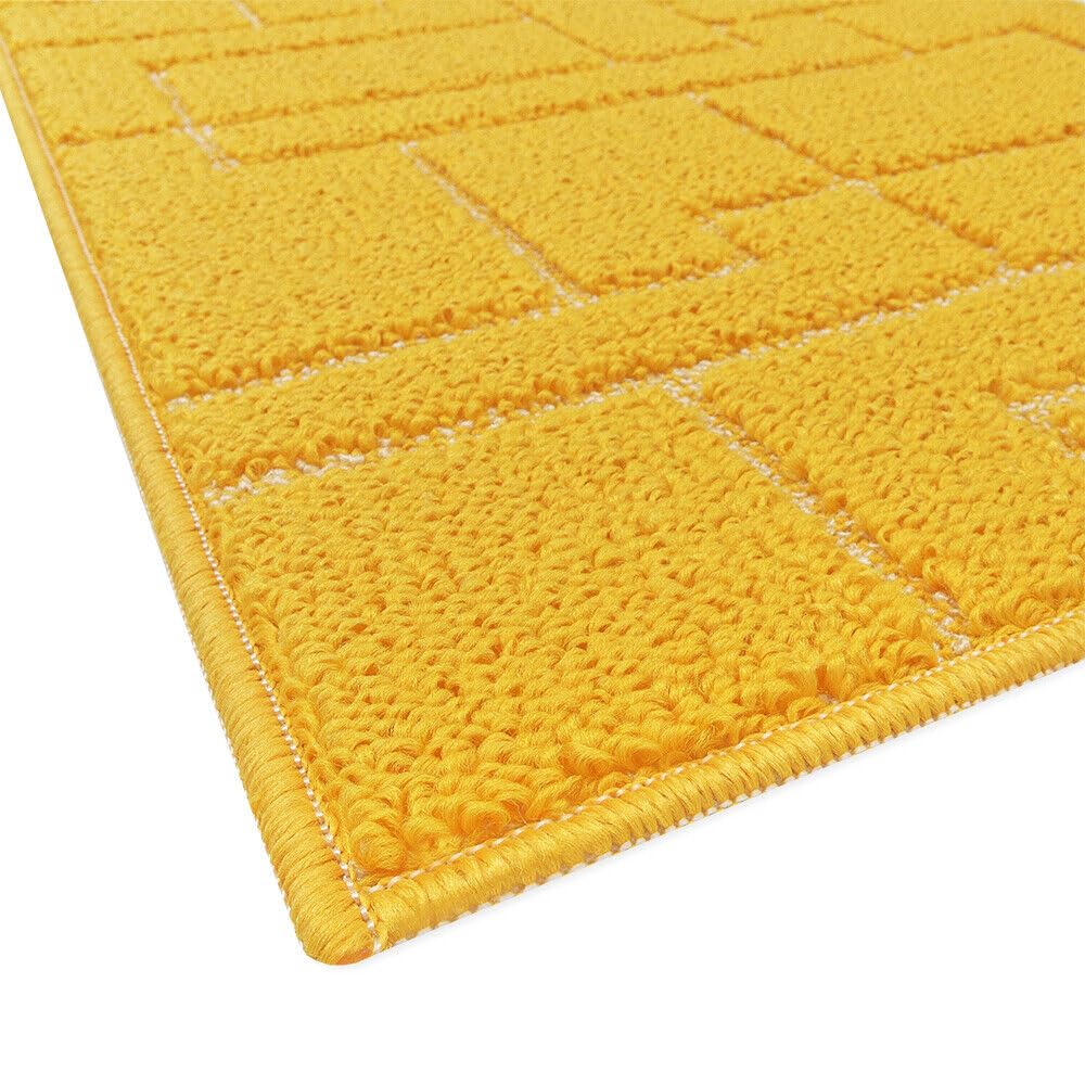 emmevi Tappeto Casa Cucina 3D Tinta Unita Design Geometrico Moderno Assorbente Antiscivolo 50x190 Giallo