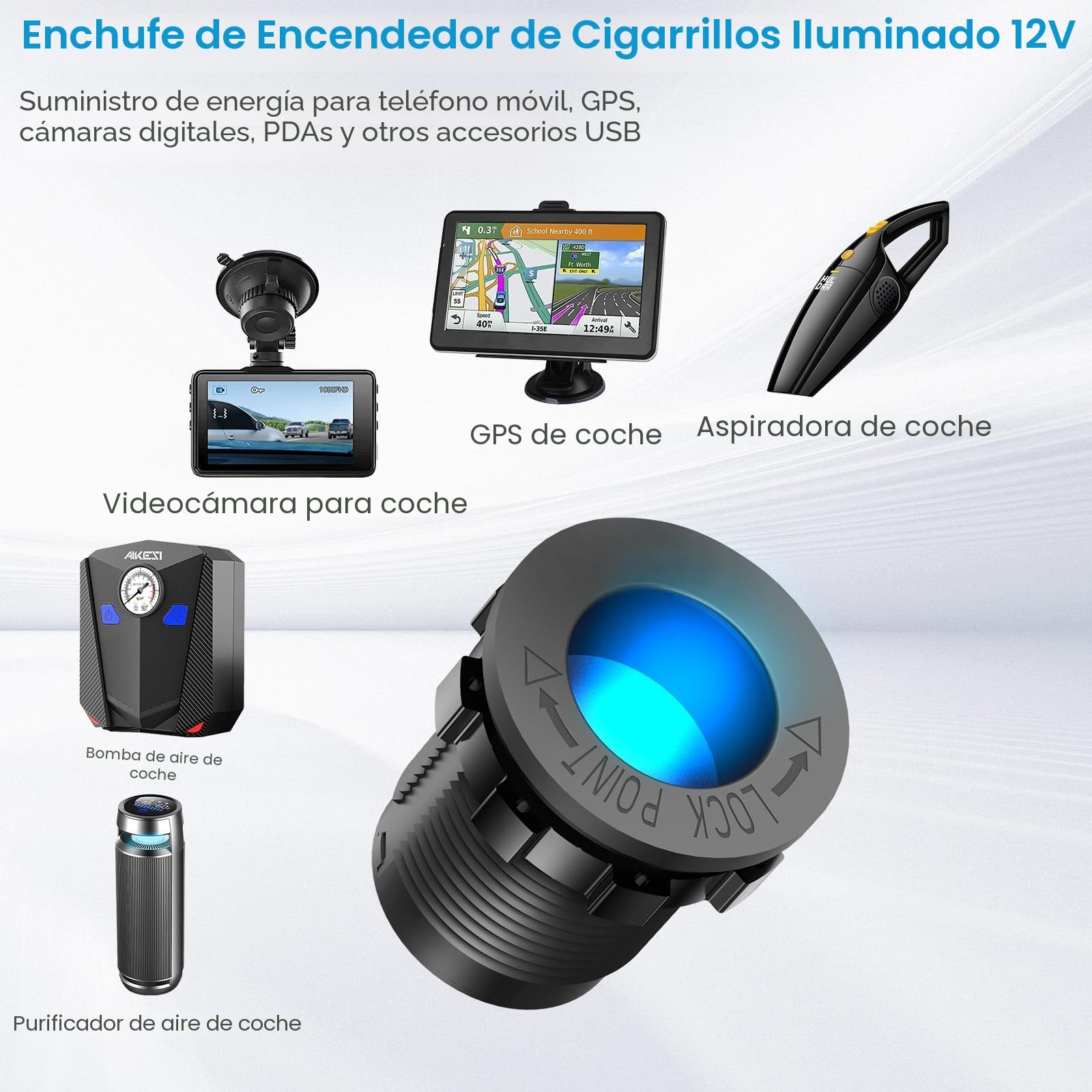 Panel de Interruptores Marinos Impermeables, 5 Gang Rocker Switch Cargador de Aluminio con 3 puertos 66W 12V USB Outlet, 150W Enchufe del encendedor y Voltímetro LED azul para Camión Coche RV, etc.