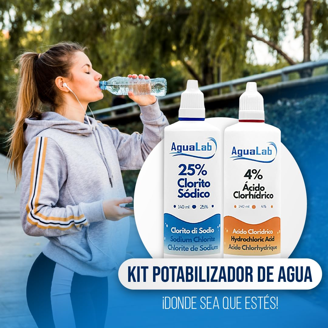 Kit minerale per trattamento dell'acqua (2 x 140 ml) - Soluzione attivatrice e minerale - Sigillo di sicurezza - Made in Spagna