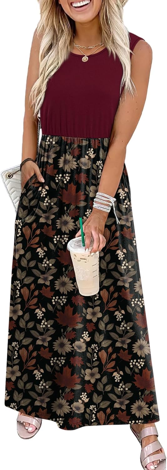 WIHOLL Summer Dresses for Women 2026 Maxi Dresses Long Flowy A Line Sleeveless Sundresses with Pockets - Image 2