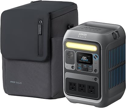 Anker Solar Generator SOLIX C300 with Protective Bag, 288Wh Portable Power Station, 300W 600W Surge, LiFePO4 Battery, 140W Two-Way Fast Charging, for Outdoor Camping, Traveling, and Emergencies