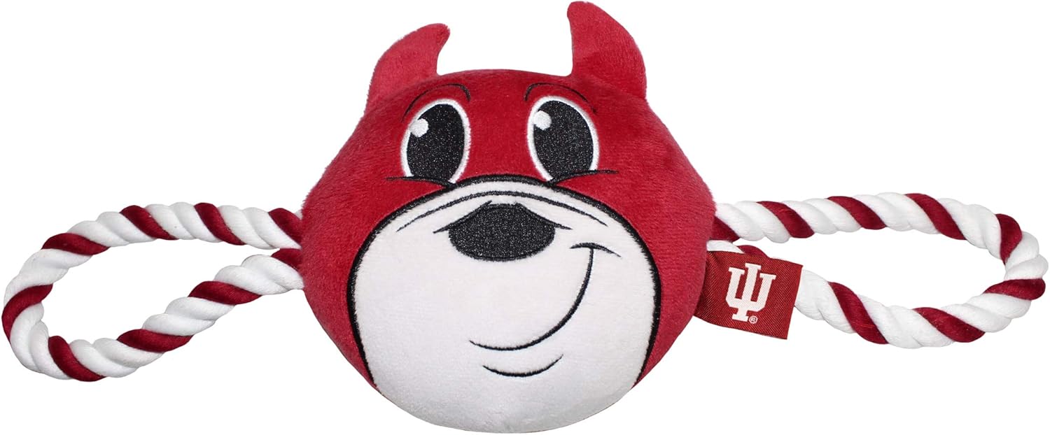 Pets First NCAA Wisconsin Badgers Nylon Mascot Dog Toy with Tough Dog Ropes & Inner Squeaker in Bright Team Colors
