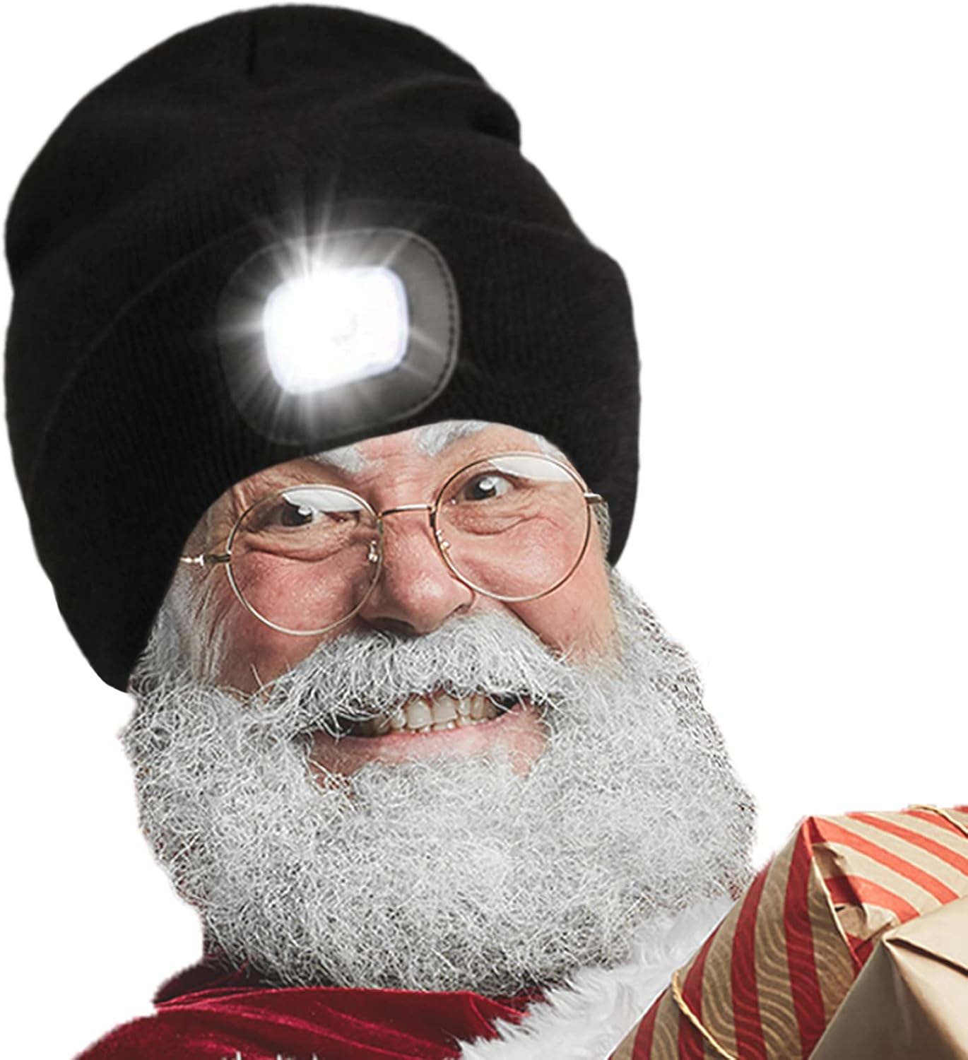 LED Beanie Hat with Light, Unisex 4 LED USB Rechargeable Headlamp Hands Free Flashlight Head Lights Winter Knitted Cap for Camping Fishing Hiking Running Lighted Gifts for Men Women Dad Father (Black) : Tools & Home Improvement