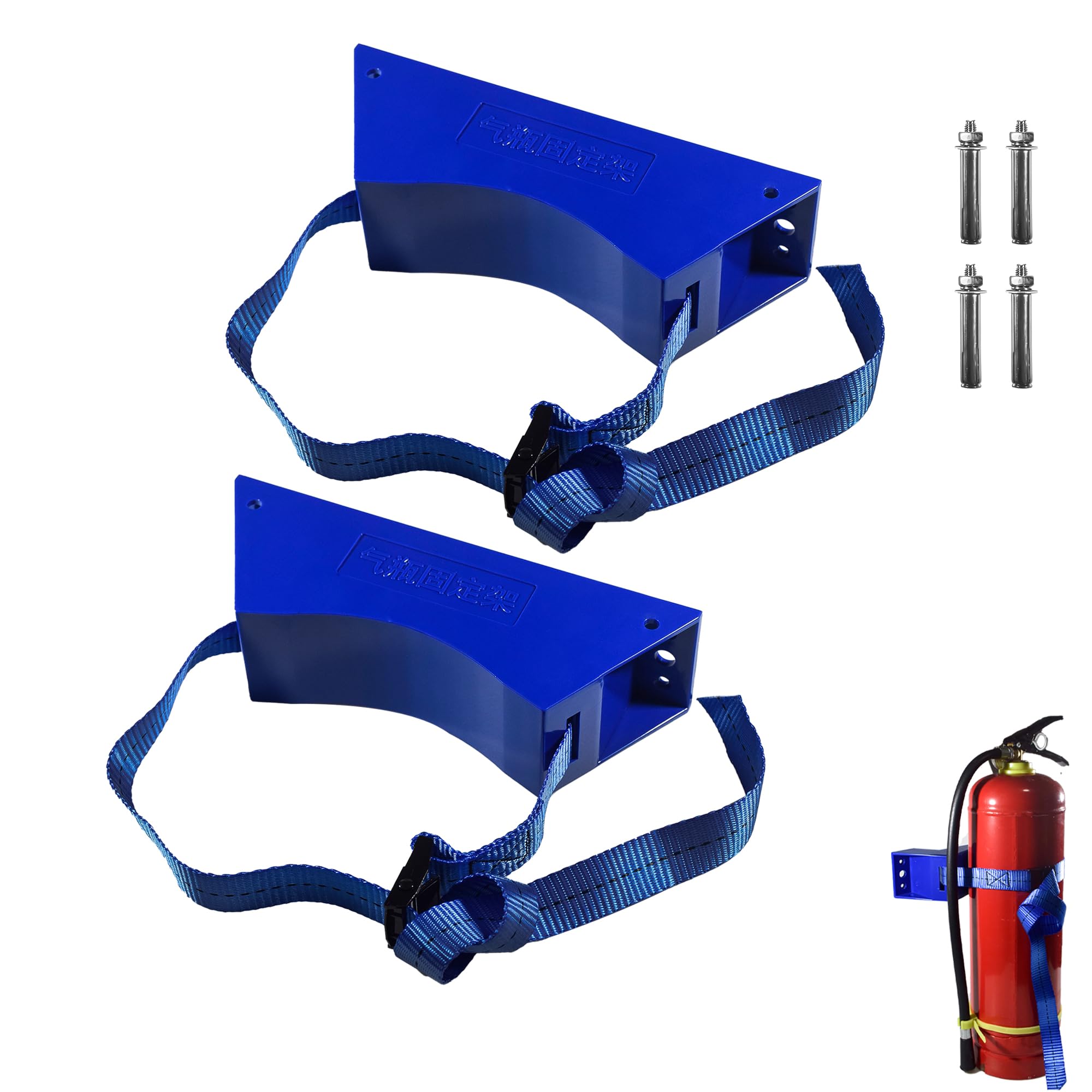 2 Pack Cylinder Holder Wall Mount Bracket, Nitrogen Tank Holder with 39.4'' Safety Straps, Blue Heavy Duty Gas Cylinder Holder Bracket for Truck with Installation Expansion Screws