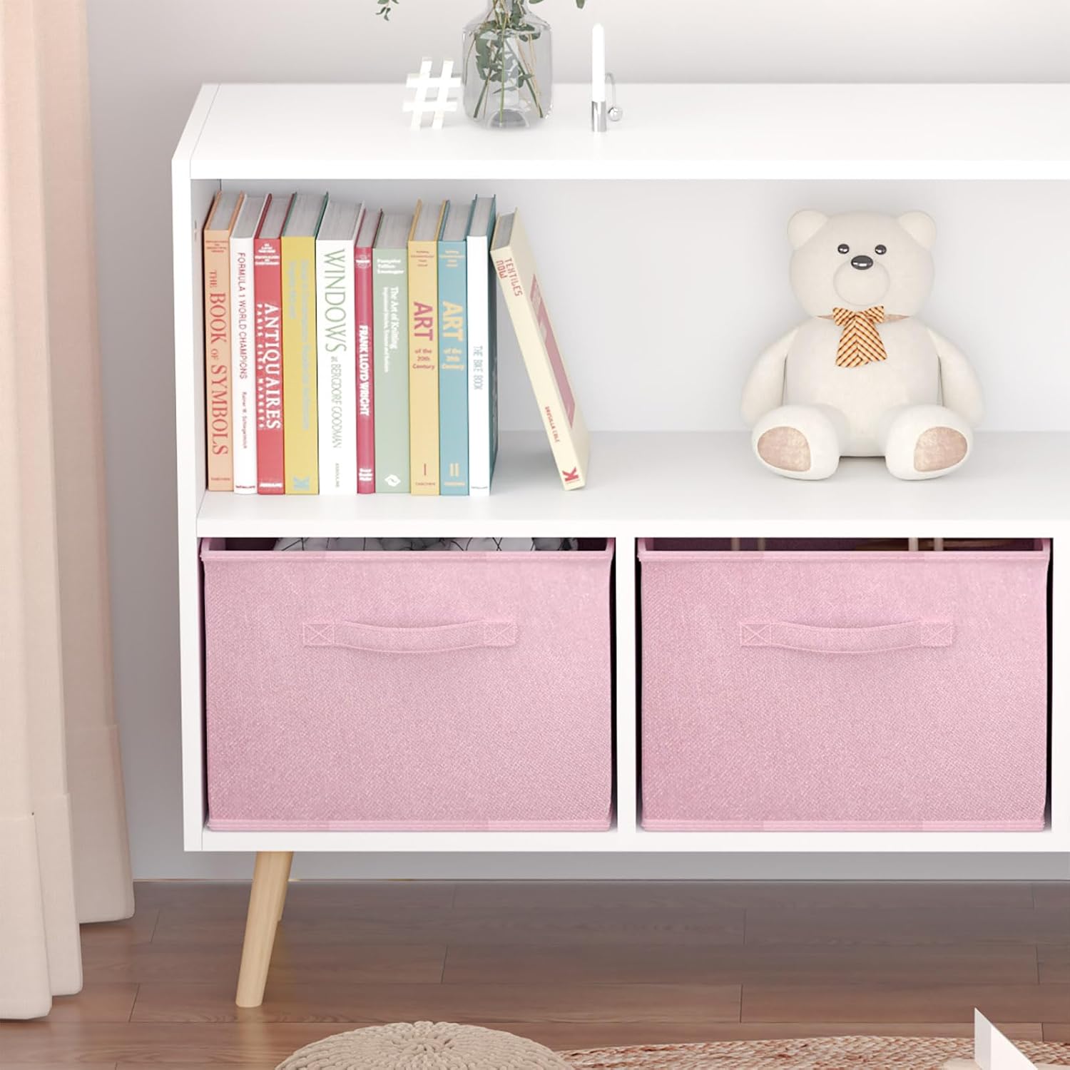 Toy Storage Organizer for Kids, Kids bookcase with Drawers, Toy Storage Cabinet, Children Bookcase and Bookshelf, Multifunctional Storage Chest for Playroom Nursery Kindergarten (Pink)