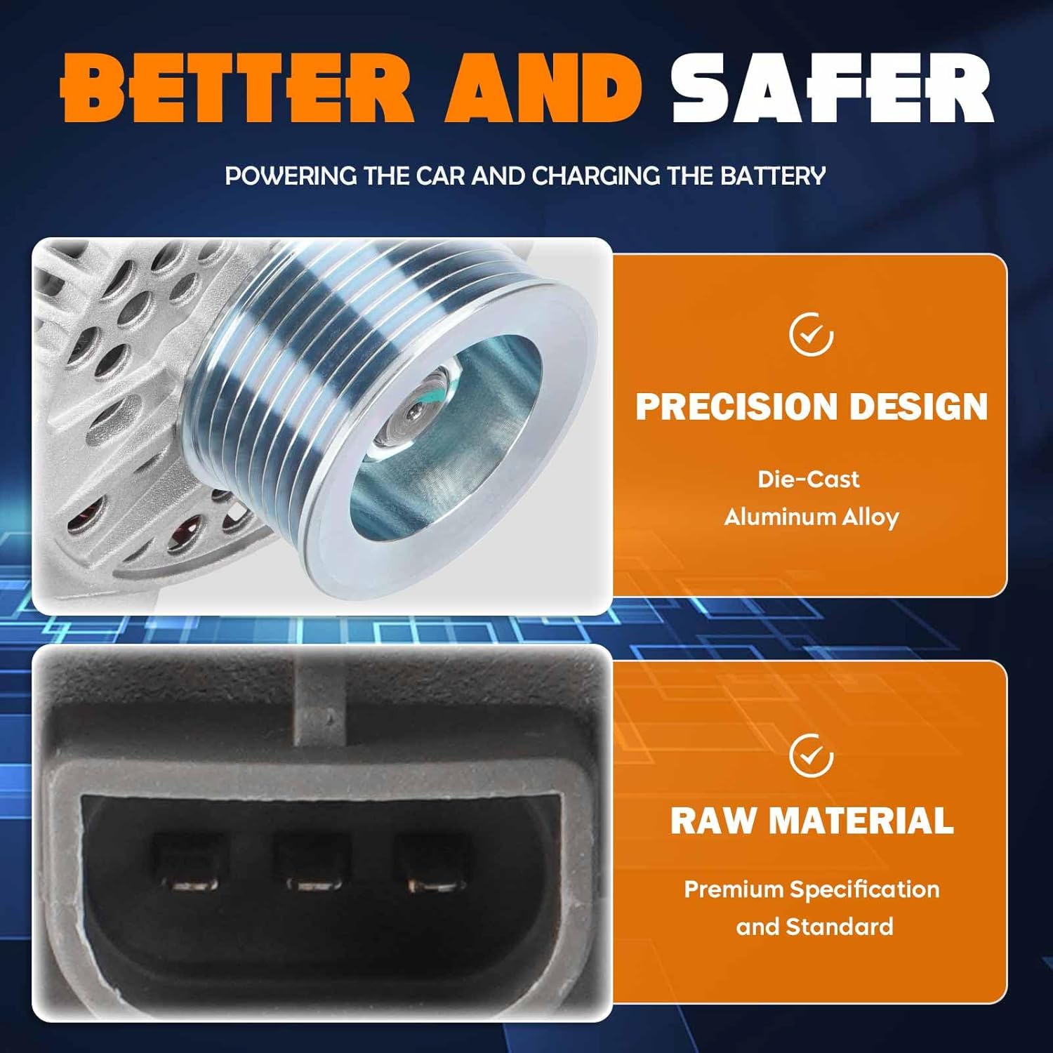 130 Amp Alternator 7.3L Diesel Fit for Ford F-250 1995 1996, for F-350 1995-1997, for E-350 Econoline 1995-1998, for E-350 Econoline Club Wagon 1995-2002, for E-350 Club Wagon 2003 F5UU-10300-BA