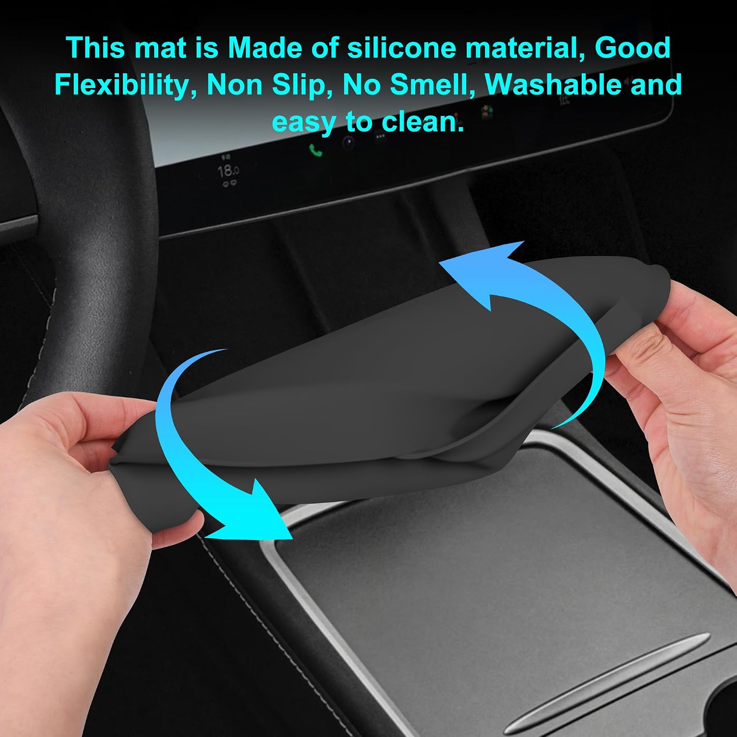Center Center Wireless Charger Silicone Cover Designed for Tesla Model 3 2021-2023/Model Y 2021-2024,Anti-Slip Silicone Mat for Model 3/Y Center Console Black