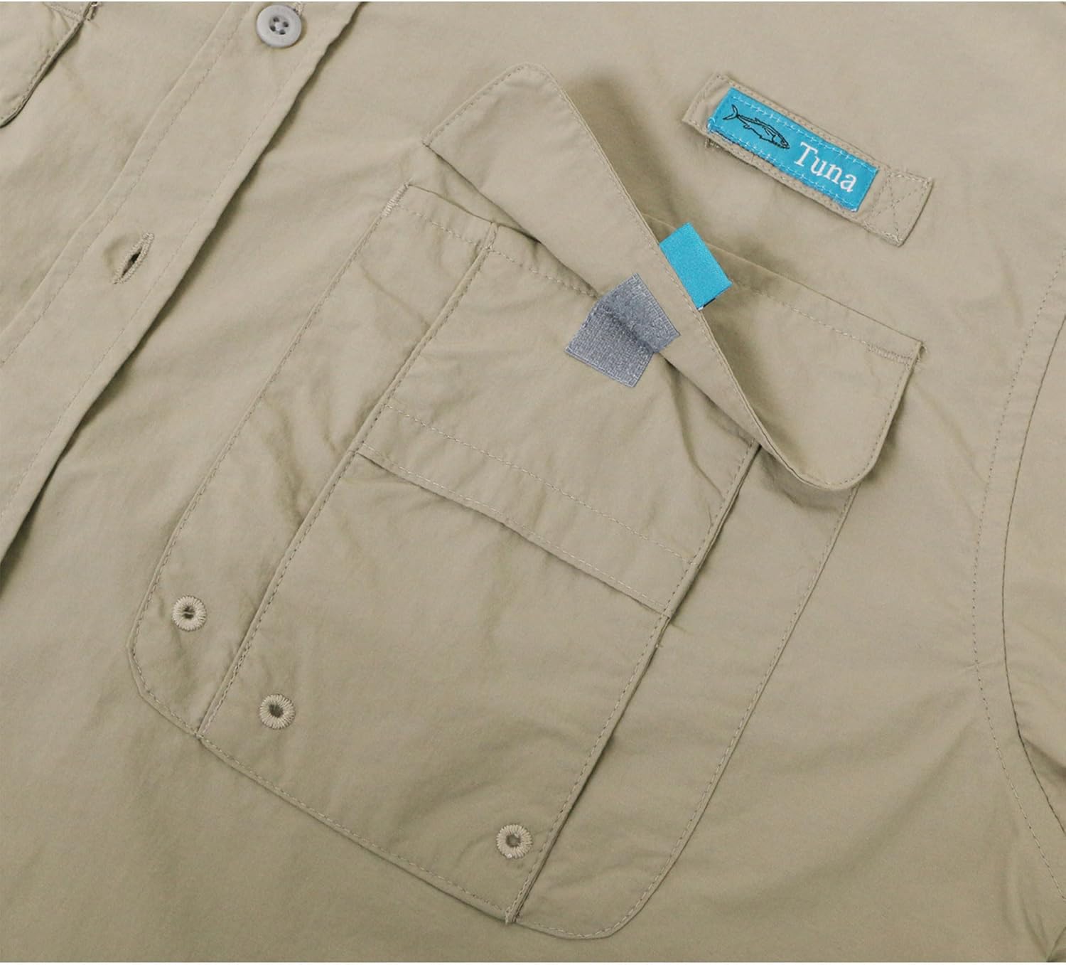 Tuna Men's Fishing Long Sleeve Shirts - UPF 50+ Sun Protection Quick-Dry Water-Resistant Botton Down Shirt for Men - Image 6