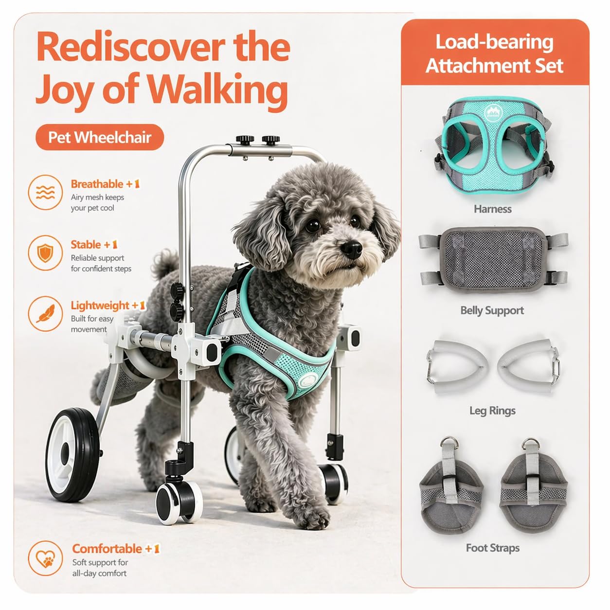 Silla De Ruedas para Perros,4 Ruedas para Silla Ruedas Perro XS | Para Perros Discapacitados Y Ancianos,Ayuda Ajustable Para La Movilidad De Mascotas,Ligera Y Estable