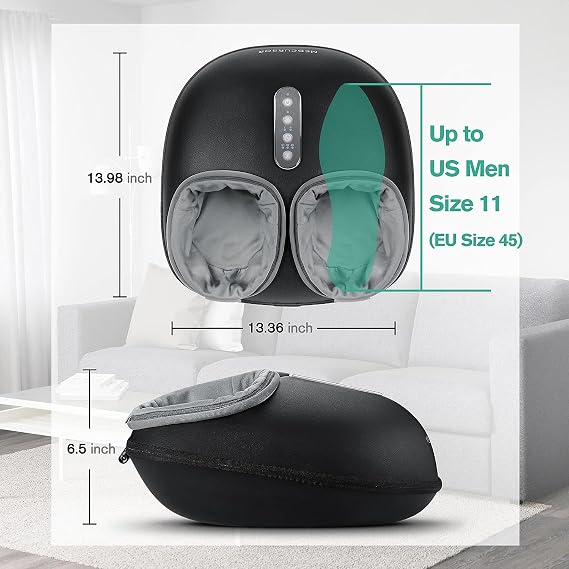 Medcursor Foot Massager Machine with Heat Function, Deep Kneading Massager, Multi-Level Settings & Adjustable Intensity for Home or Office Use (Black)