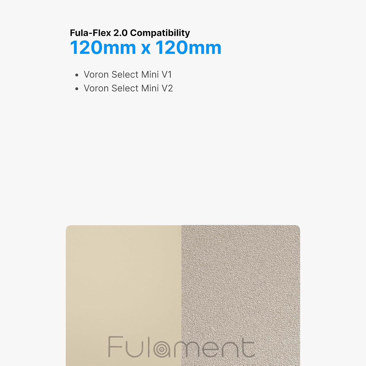 Fulament PEI Sheet Plate for Voron Select Mini V1 and Voron Select Mini V2 | Smooth & Textured Magnetic Bed | Fula-Flex 2.0 | 120 x 120