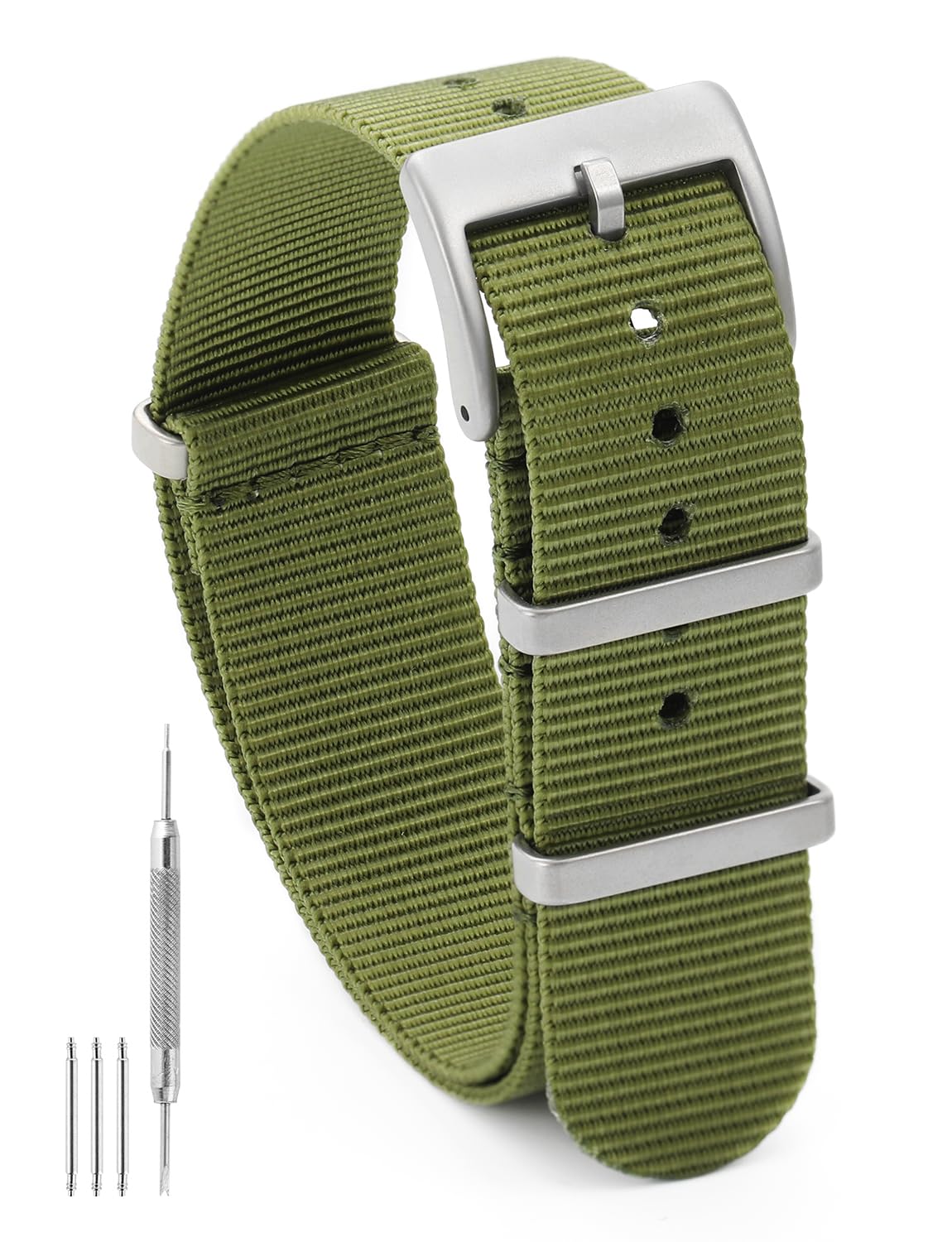 TACTICAL FROG Nylon Watch Band 18mm 19 mm 20mm 22 mm 24 mm, Waterproof Military Watch Straps Replacement for Men Women, With Stainless Steel Buckle