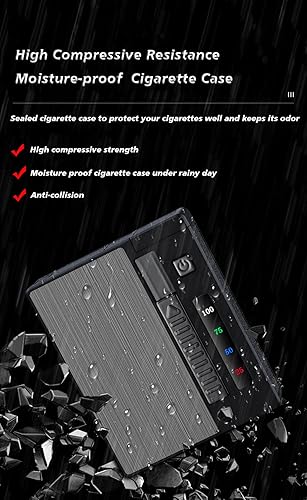 Miniatura 3 de Ambrogio.L 20 cigarrillos regulares casocaja con encendedor de arco a prueba de viento con pantalla de alimentación USB recargable, sin llama, a