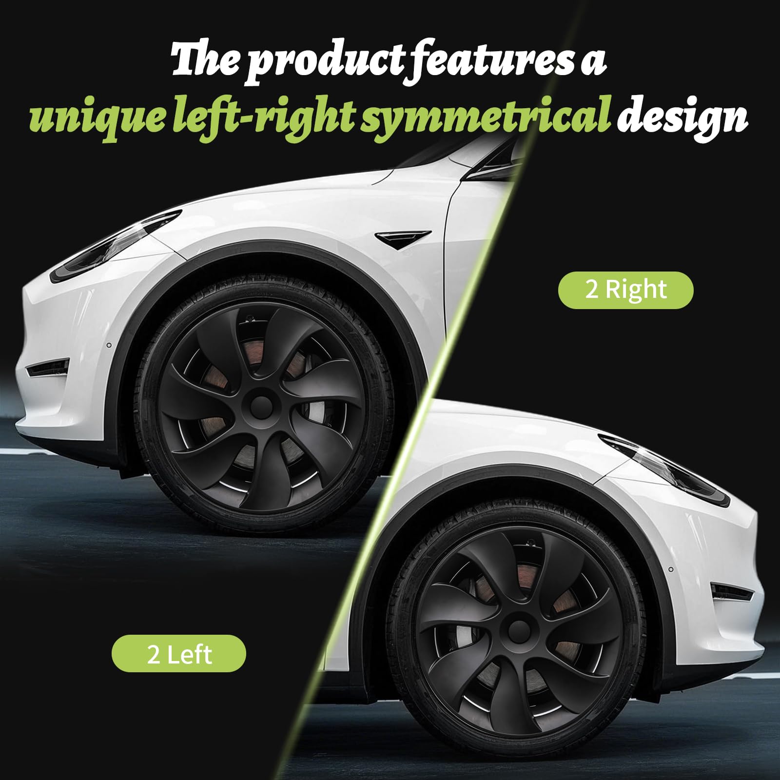 4 PCS 19 Tesla Model Y 2020-2024 Wheel Covers Black ABS Cyclone Style Hubcaps image 6