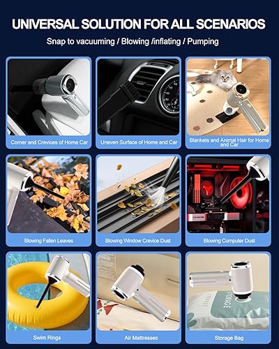 Miniatura 4 de Aspirador de mano para automóvil de alta potencia, 4 en 1, pequeño, portátil, sin escobillas, con potencia de succión de 22000 pa y plumero de aire,