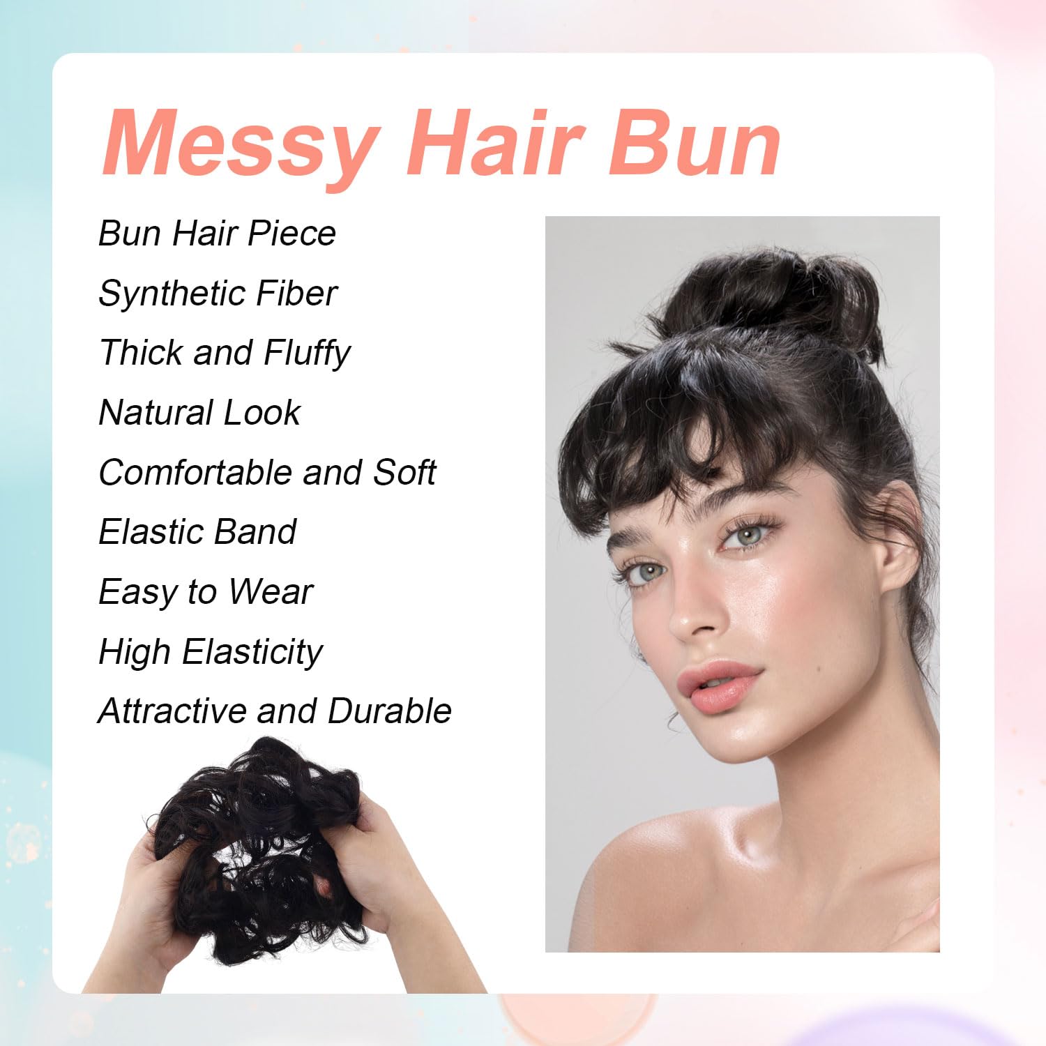 Bun Hair Piece, Messy Wavy Curly Wig Scrunchie - Image 3