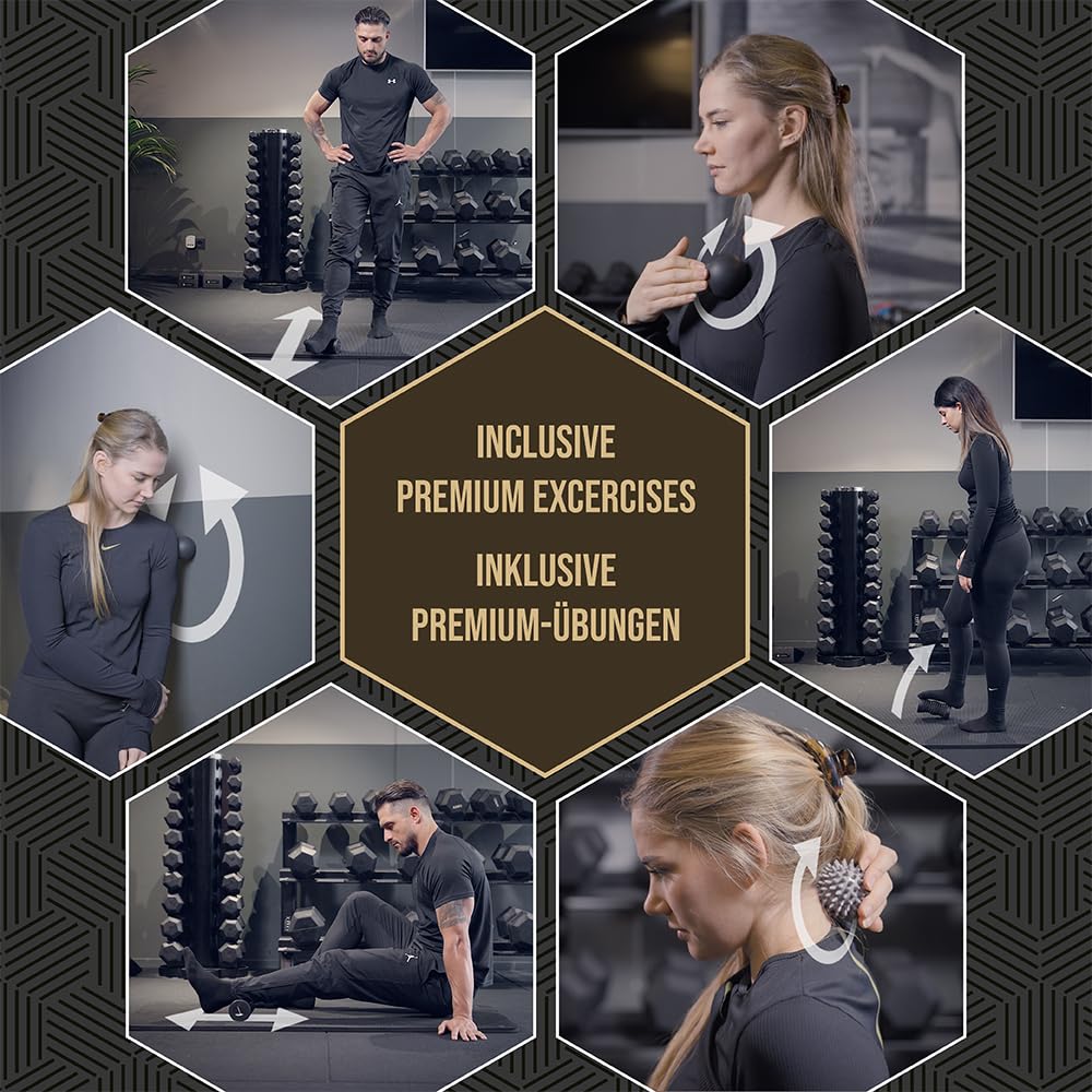 BOZEERA | Rouleau Massage Pied, Massage Ball Picot & Balle Lacrosse | Reflexologie Plantaire, Soulagement Musculaire, Aponévrosite Plantaire | Avec Vidéo, Poster & Sac
