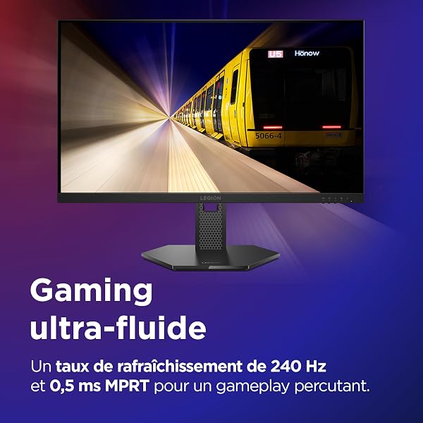 Lenovo Legion 27Q-10 - Écran Gaming de 27" QHD avec Eyesafe (IPS, 240Hz, 0.5ms, 2xHDMI+DP, AMD FreeSync Premium) - Inclinable et réglable en Hauteur - Noir - 4