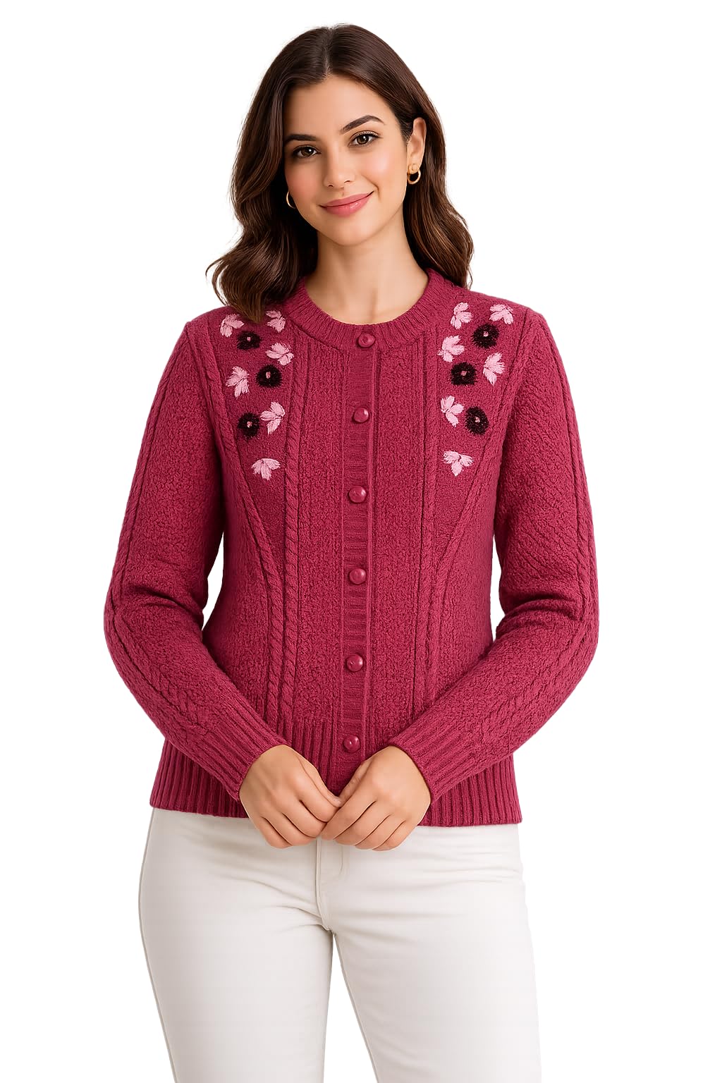 first sleep Women's Floral Embroidered Short Cardigan-picture-38