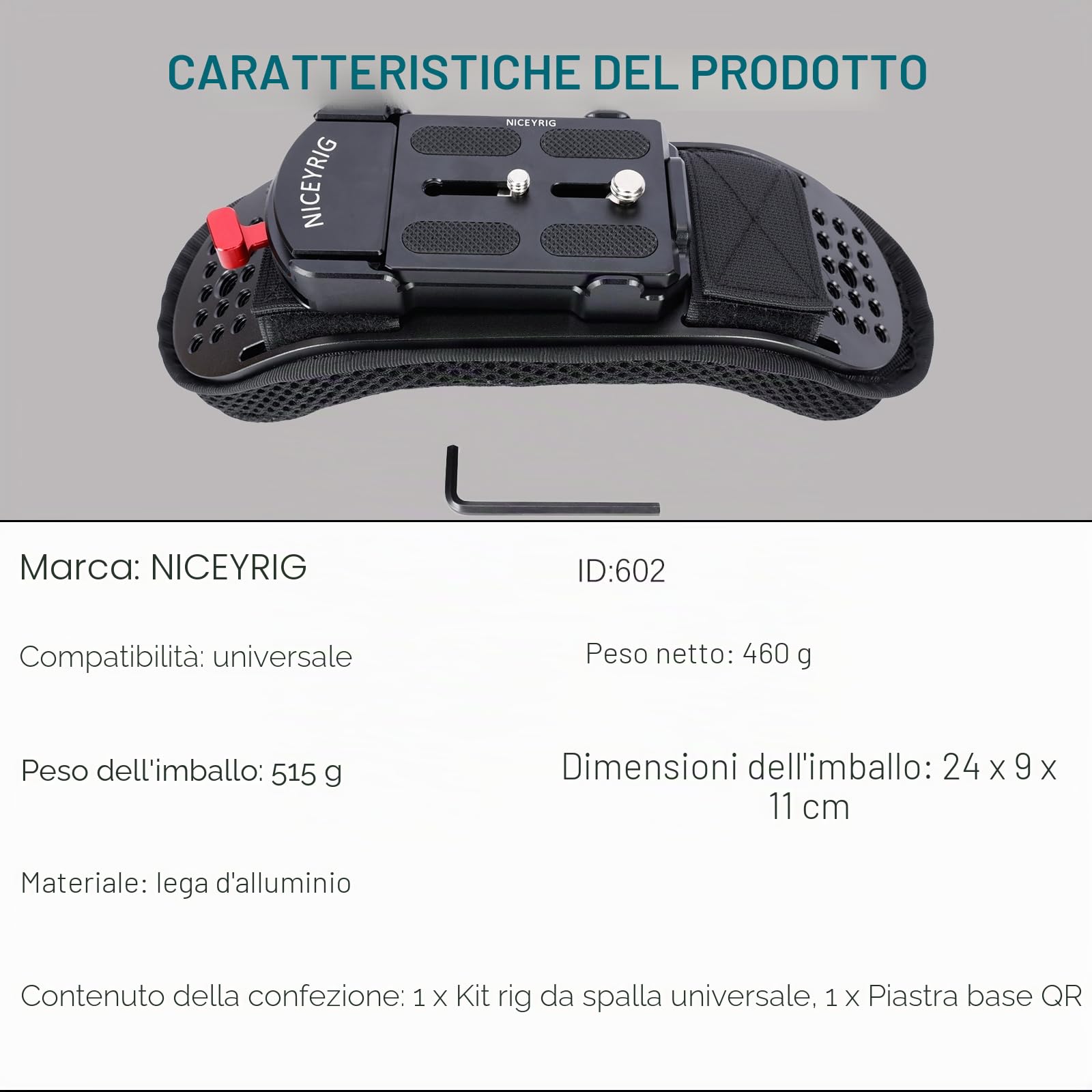 NICEYRIG Kit di supporto a spalla a sgancio rapido per fotocamera, con piastra di base a sgancio rapido per fotocamera DSLR e videocamera, aste da 15 mm, stabilizzatore video per filmmaking