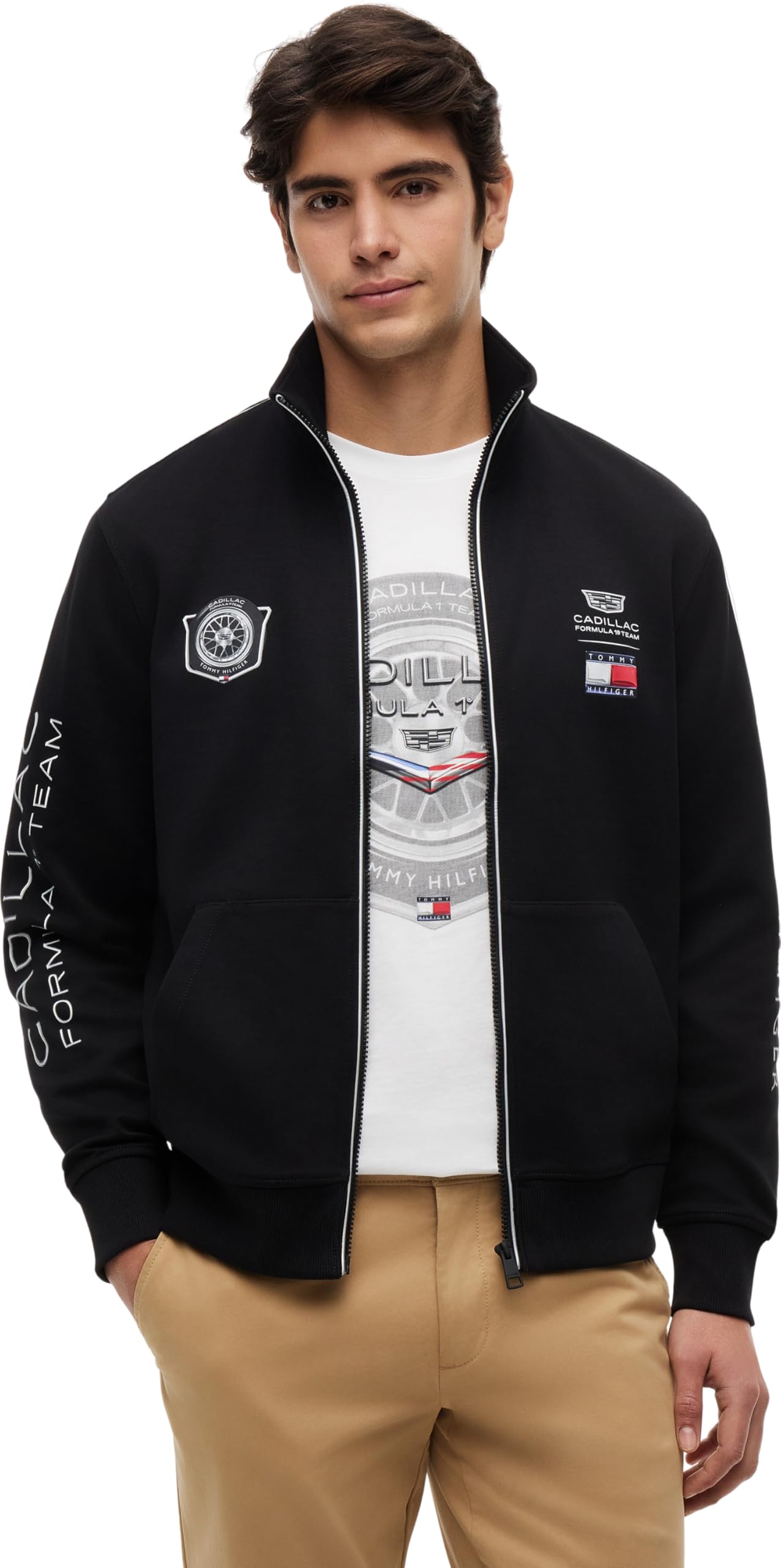 Tommy Hilfiger Unisexe Sweatshirt avec Fermeture Éclair TH X Cadillac F1 Racing Track Top Col Droit