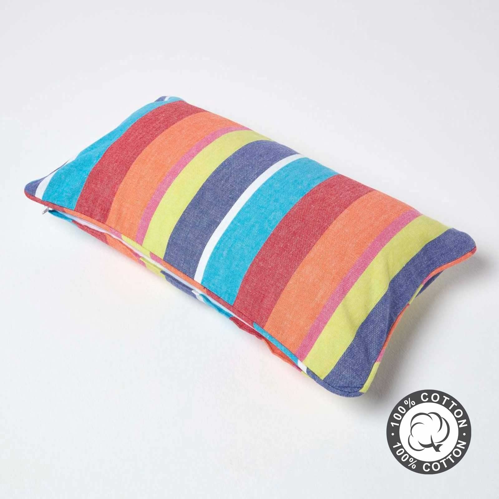 Homescapes Cuscino In Cotone 30x50 Cm - Motivo A Righe Multicolore - Fodera Morbida - 3