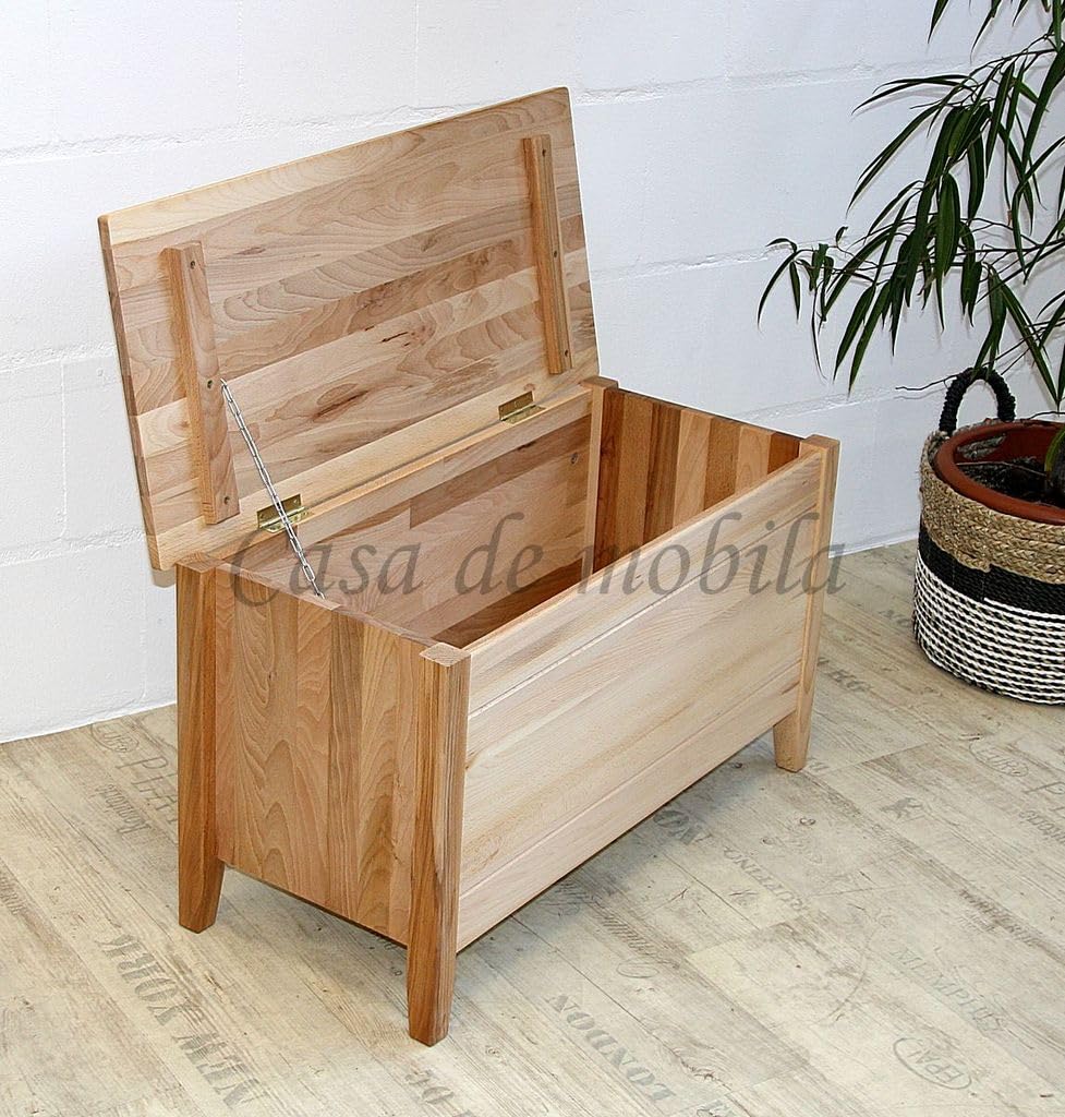 Massivholz Flachdeckeltruhe Truhe Anton 84x48x38cm Kernbuche massiv Natur geölt