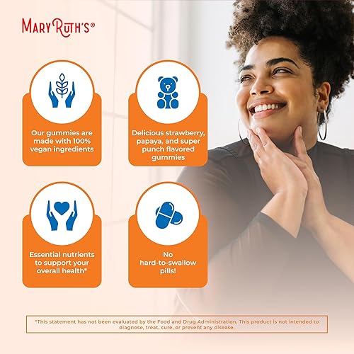 Miniatura 6 de Mary Ruth Multivitamínico para mujeres y hombres  Sin azúcar  Gomitas multivitamínicas multiminerales para adultos con vitamina C, vitamina D y E,