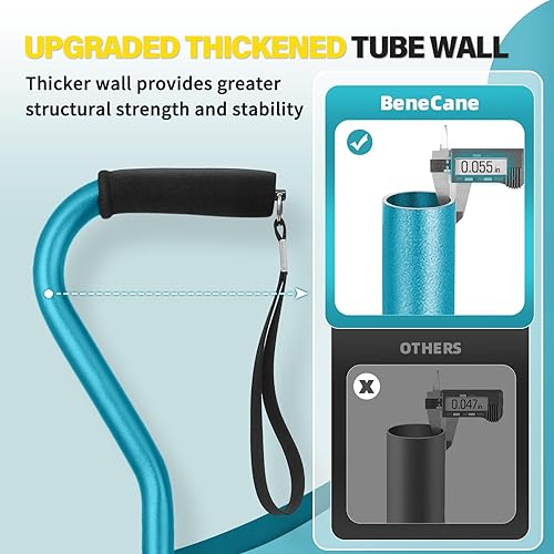 Vista 48 de BeneCane Bastón ajustable con mango acolchado suave compensado para hombres y mujeres, base de estabilidad extra ligera, cómoda, ayuda de movilidad
