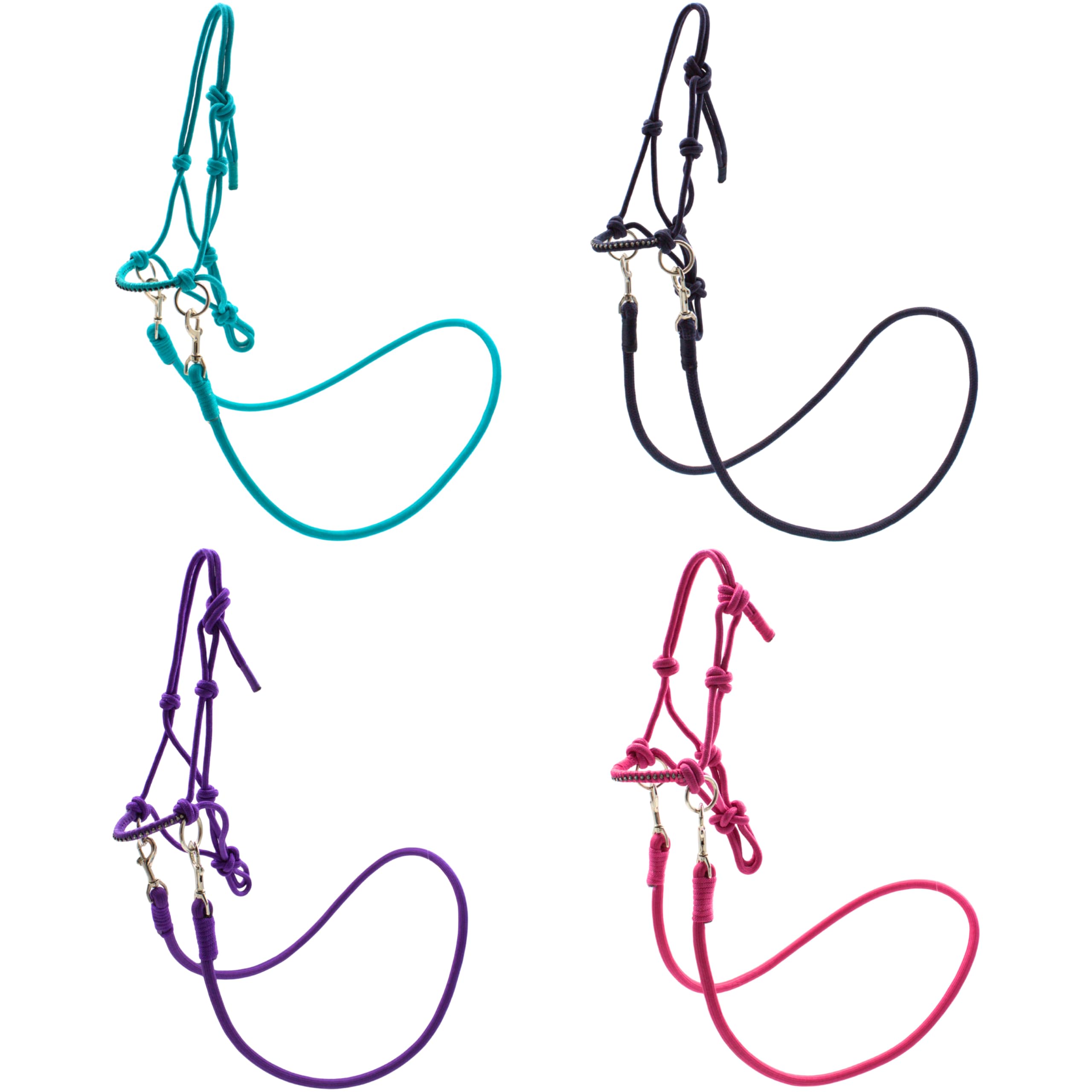 PFIFF 103130 Hobby Horse Little Mustang Halter Set, Knot Halter with Reins, Adjustable Halter Set with Rhinestones, Purple