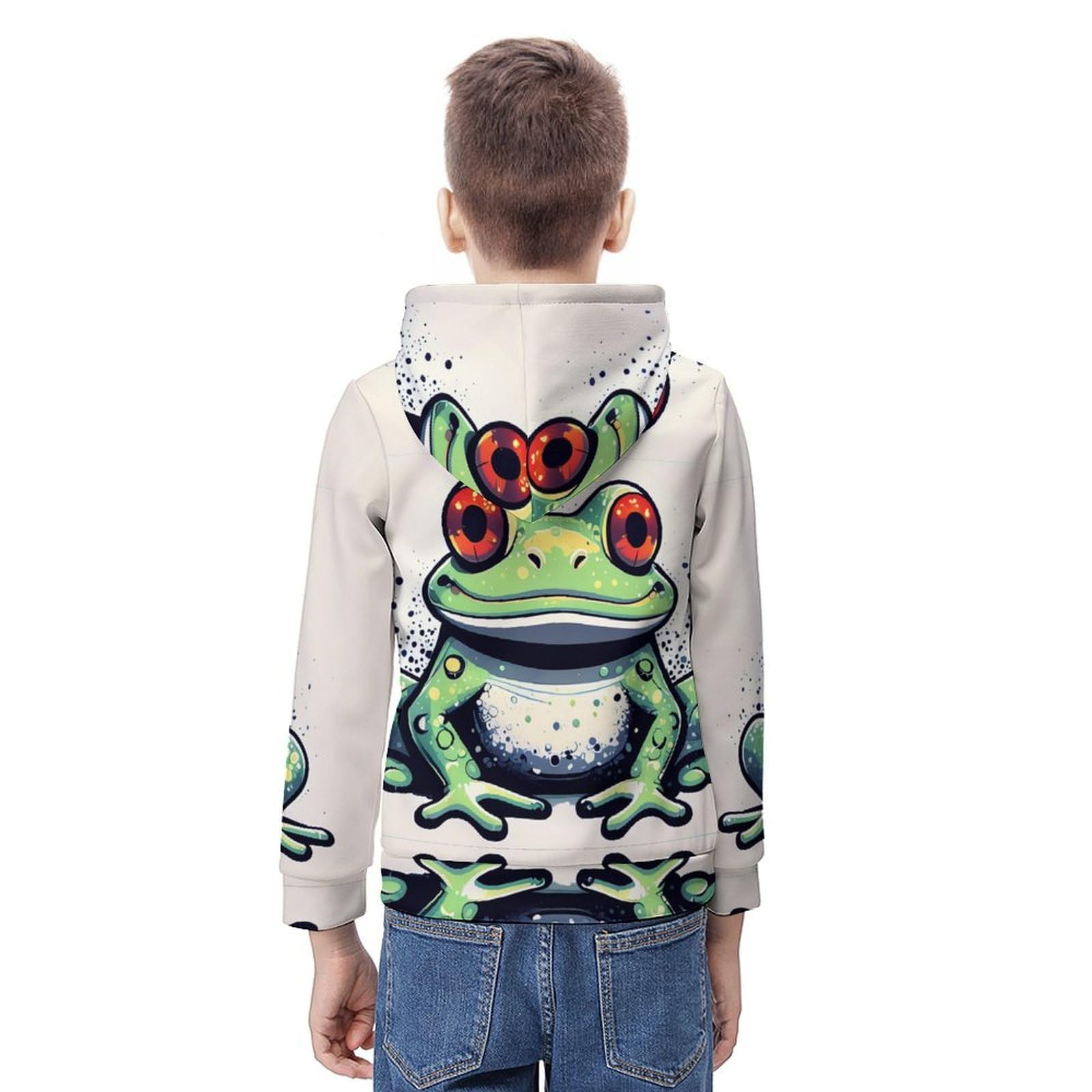 Sweat à capuche grenouille enfant pull manches longues vêtement vert taille 5-13 ans - 8