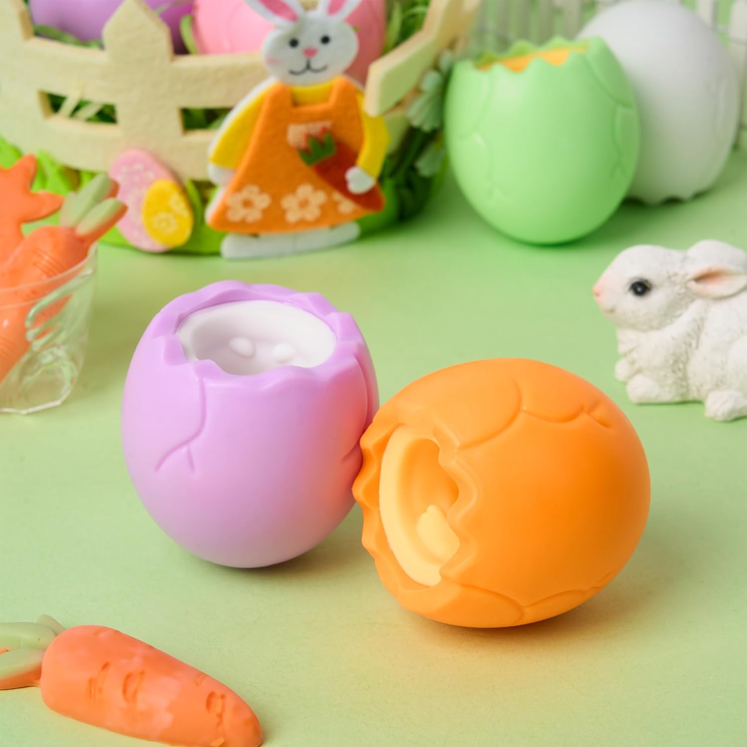 JOYIN 12pcs Easter Eggs Squishy Toy Bunny Chicks, Cute Rabbits,Chicks Hide in Broken Eggs, Squishy Toy Stress Relief Toys for Easter Basket Fillers,Basket Stuffer Filler, Classroom Prize