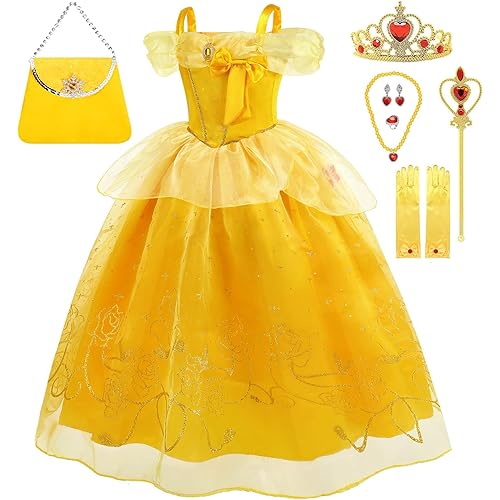 Princess Dress for Girls Princess Dress Up Costume for Kids Halloween Cosplay Birthday Party with Accessories