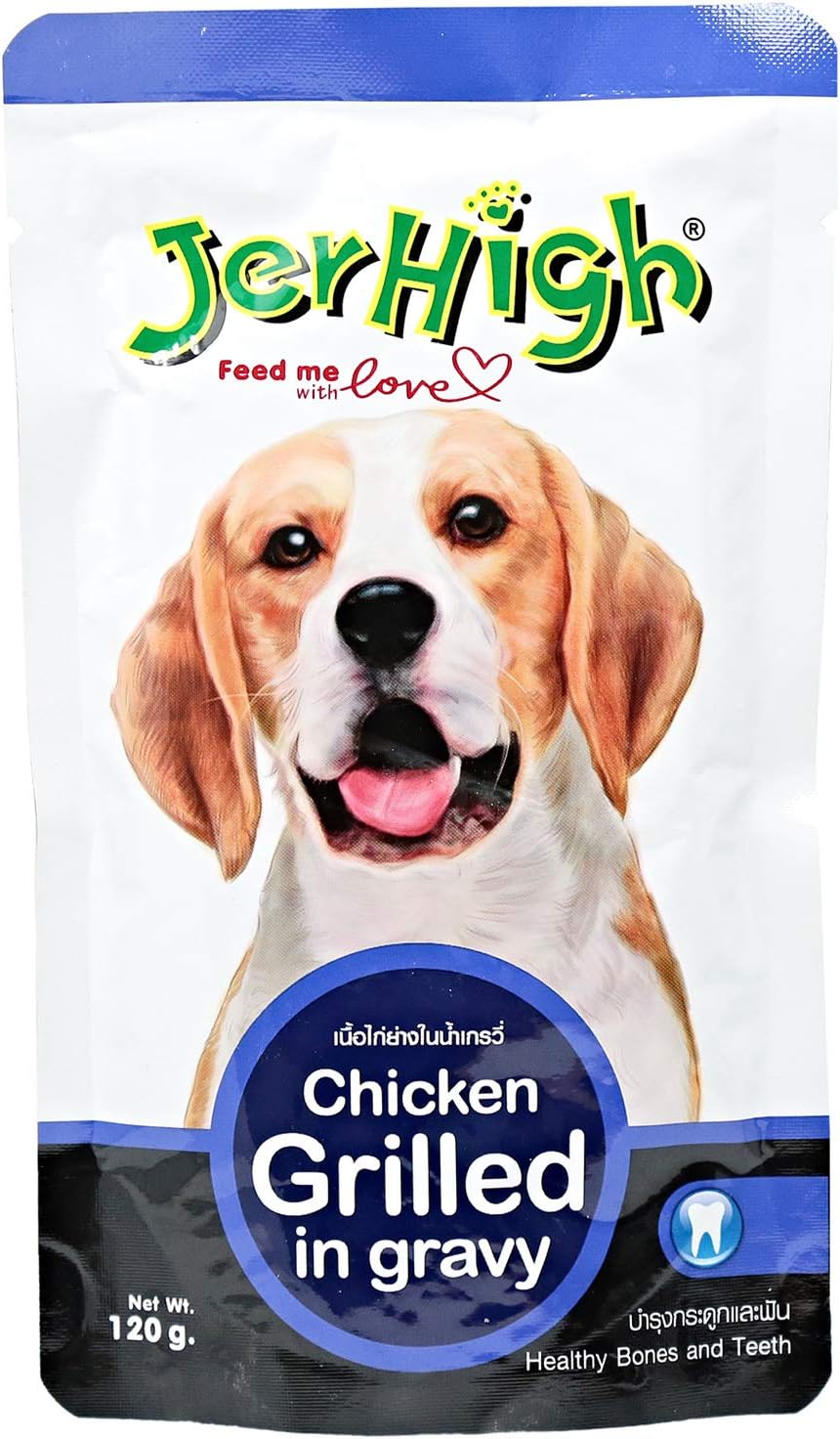 JERHIGH DOG SNACK (CHICKEN GRILLED IN GRAVY) SNACK POUCH 120 grams