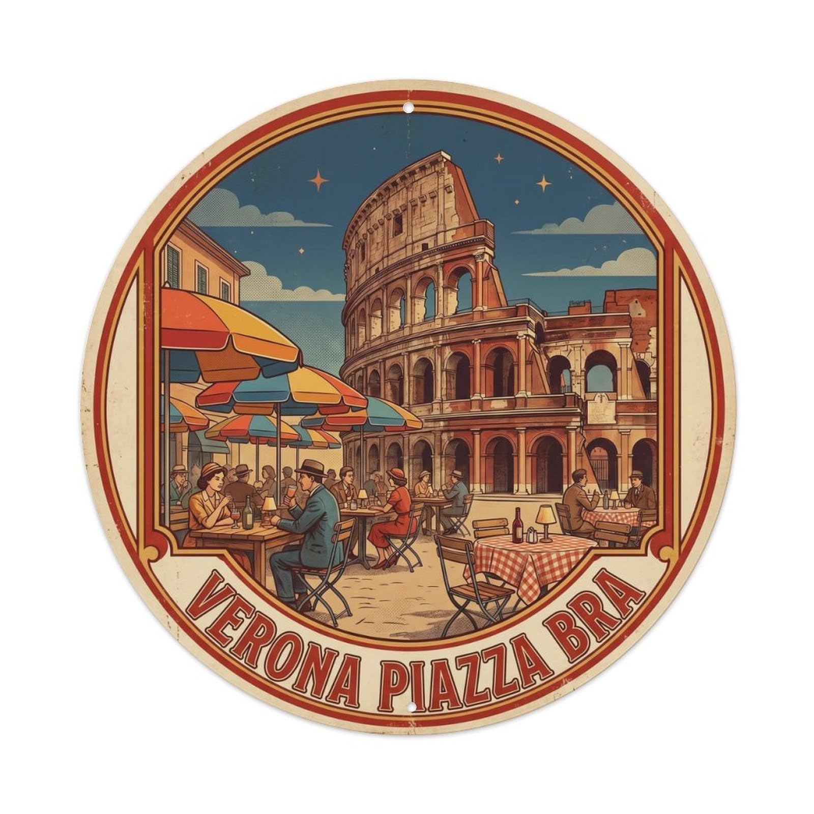Verona Italy Piazza Landmark Travel Classic Metal Tin Sign