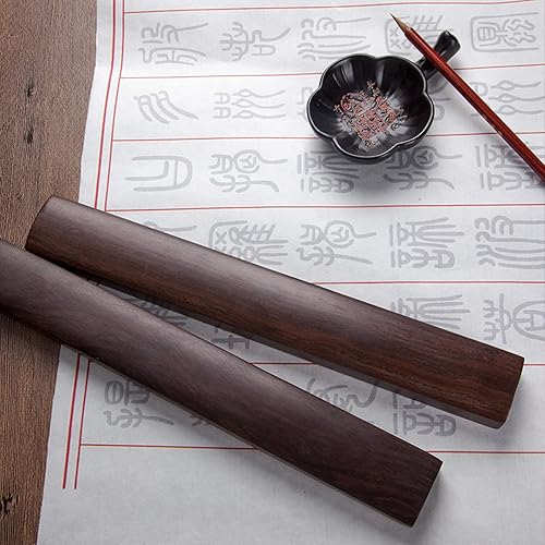 Miniatura 4 de Pisapapeles de madera de caligrafía china – Pisapapeles de madera, (1 par de 8.66 x 1.5 pulgadas) presionando el papel, sosteniendo el papel plano,