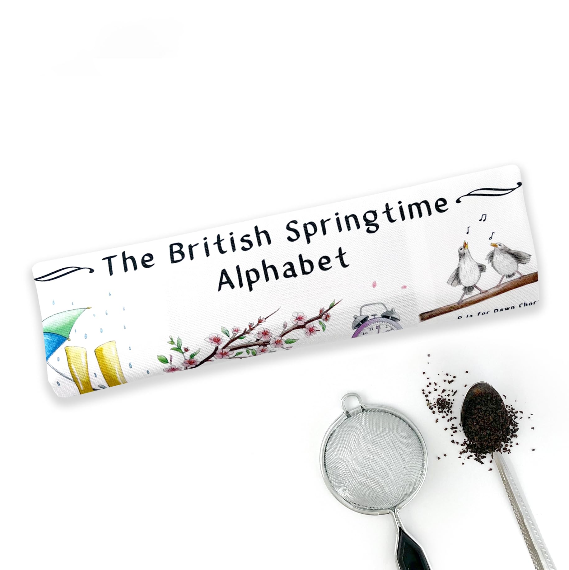 British Gifts | British Springtime Alphabet Tea Towel | British New Home, Moving, Leaving Gift | 100% Cotton | Present for Family Living Overseas 68x45cm (The British Springtime Alphabet) — image 1