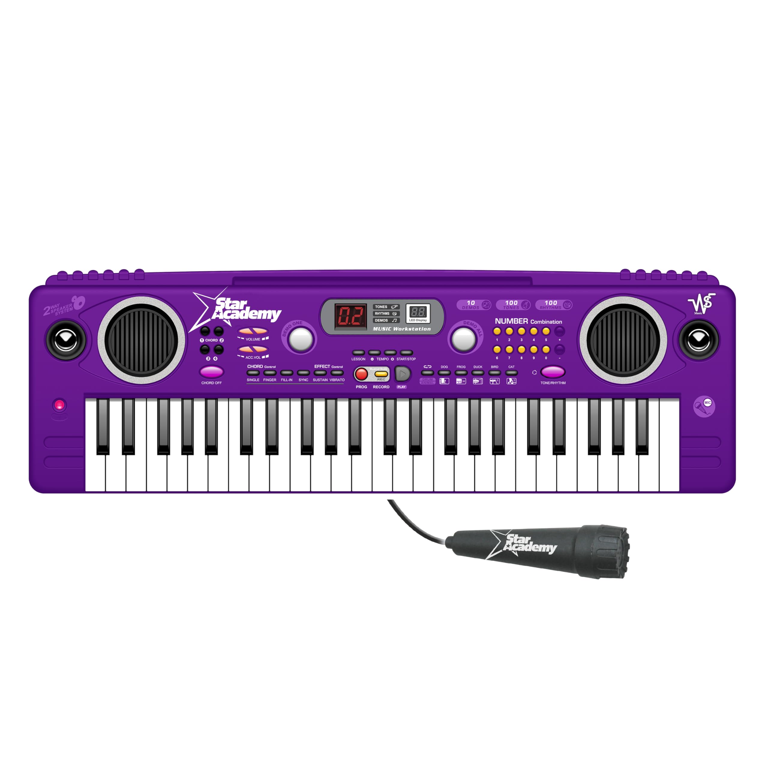 WS - Synthétiseur - Licence Officielle Star Academy - 49 Touches - Initiation - 610800SA - Violet - Clavier - Musique - Instrument - Piano - Musicien - Chanteur - Micro - Idéal Pour Les Débutants