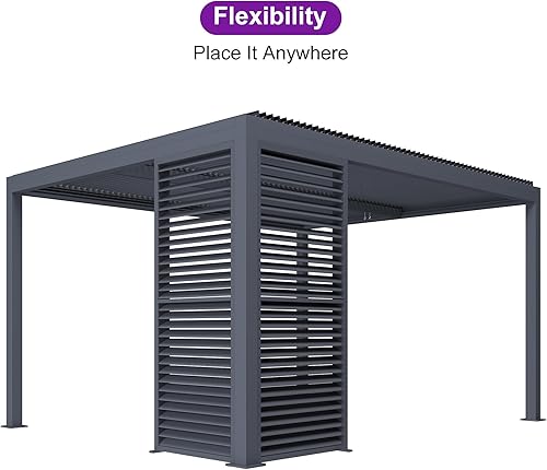 Miniatura 33 de PURPLE LEAF Pérgola 94AS con listones de aluminio para exteriores de 12 x 20 pies con techo ajustable para terraza, patio trasero, jardín, kiosco