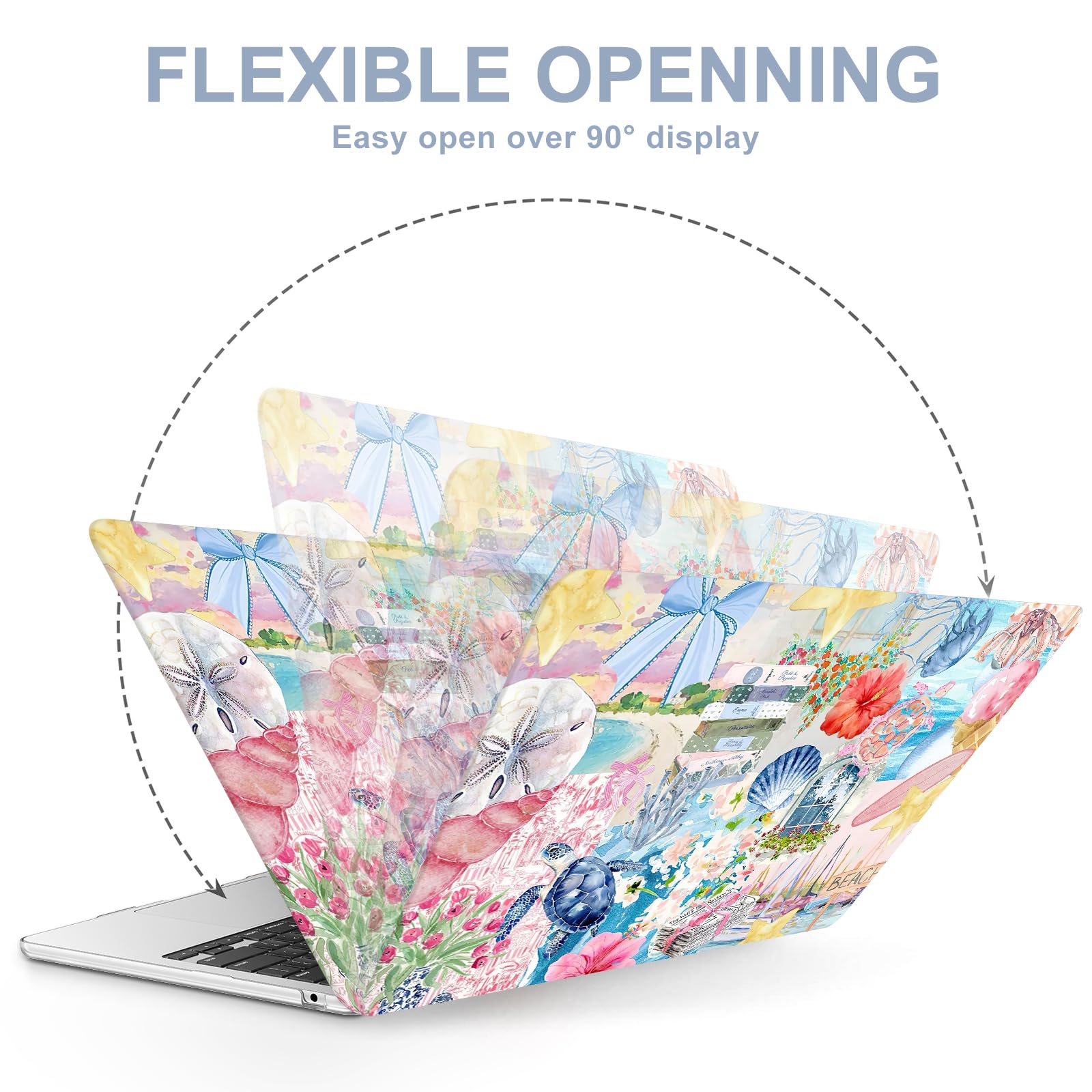 AKIT Funda rígida compatible con MacBook Air de 13 pulgadas M5 2026 2025 2024-2022 M4 M3 M2 A3449 A3240 A3113 A2681, funda rígida con patrón de tortuga marina para laptop, protector de pantalla y