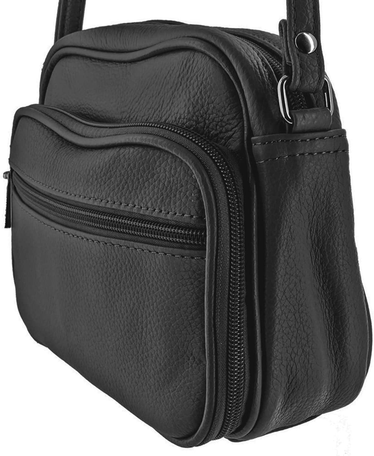 Cowhide Leather Women's Shoulder Purse Small Cross Body Organizer Bag with Many Pockets