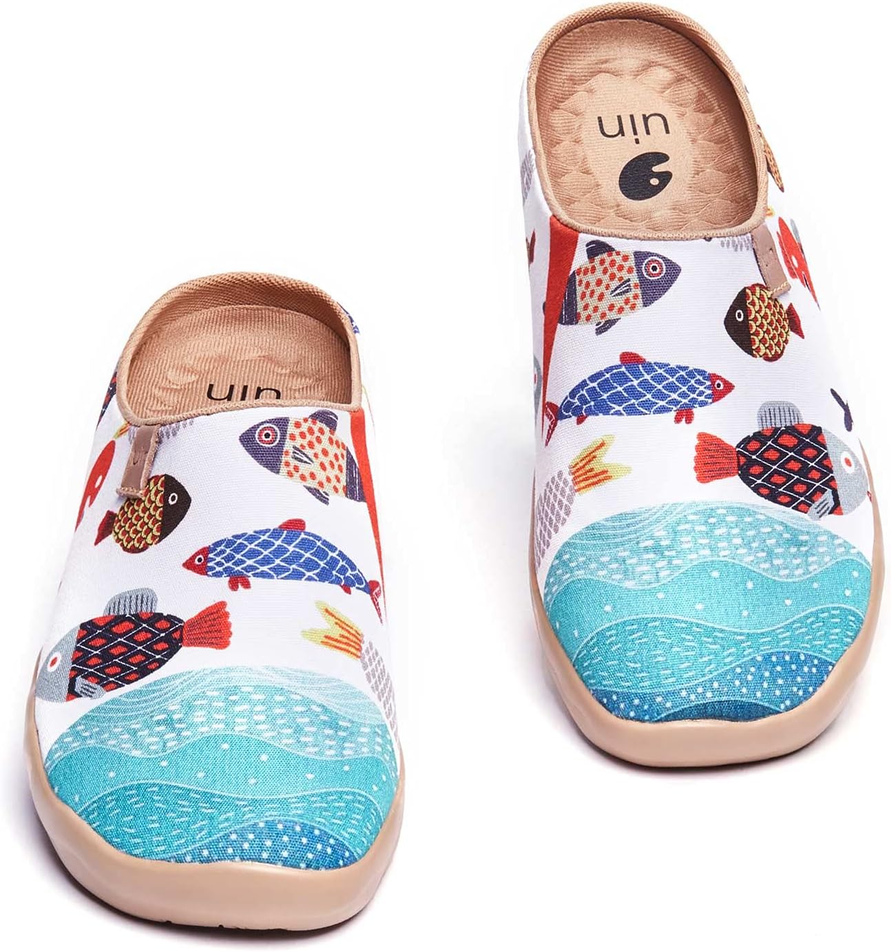 UIN Slipper Woman Travel Art Painted Shoes Wide Toe Casual Home Slip On Mules Malaga