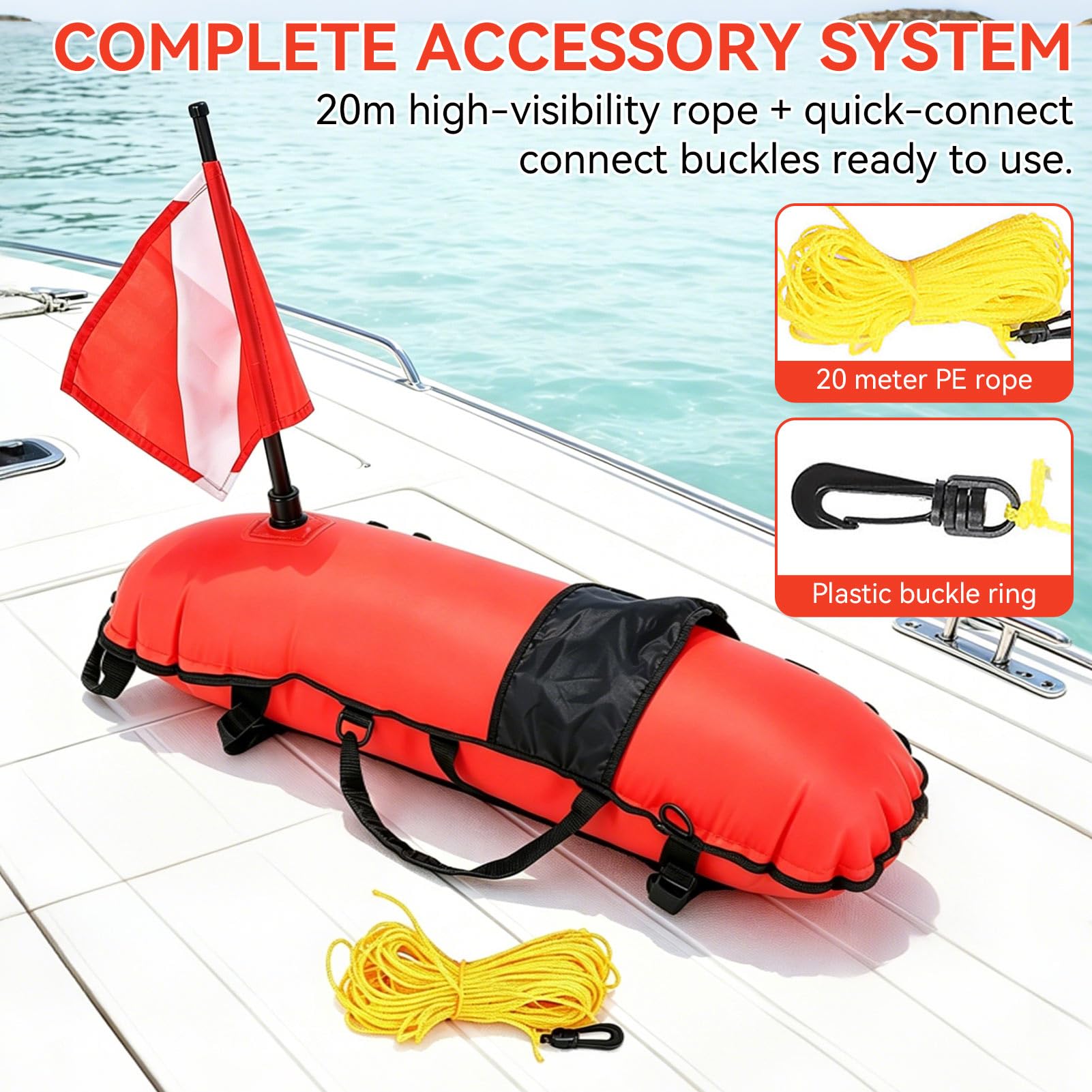 Galleggiante da Immersione con Bandiera, Galleggiante da Pesca Subacquea Boa da Nuoto Galleggiante Bandiera da Immersione Boa di Segnalazione di Superficie Boa di gonfiaggio a